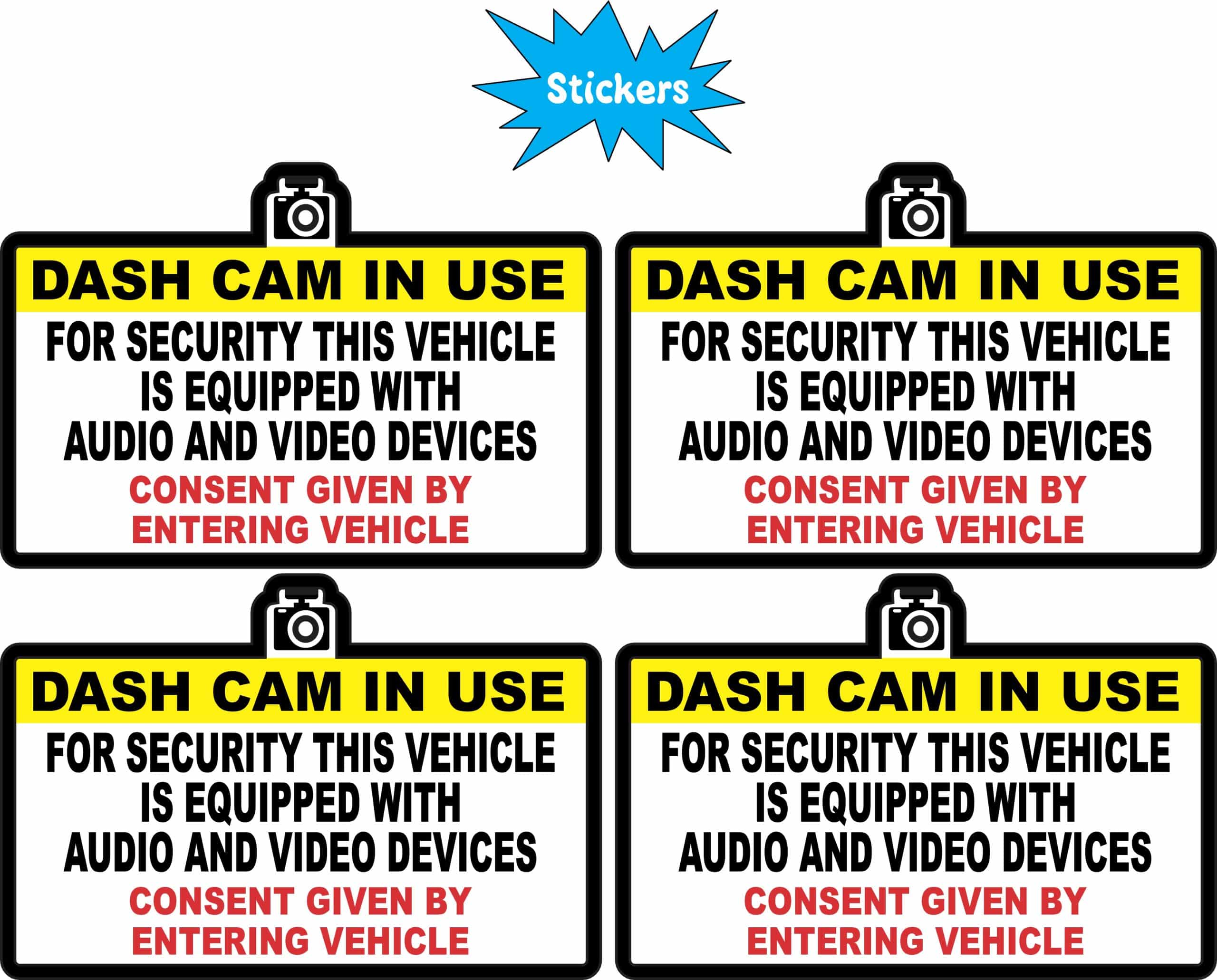 StickerTalk Dash Cam In Use Vinyl Sticker Sheet, 3 inches by 2 inches