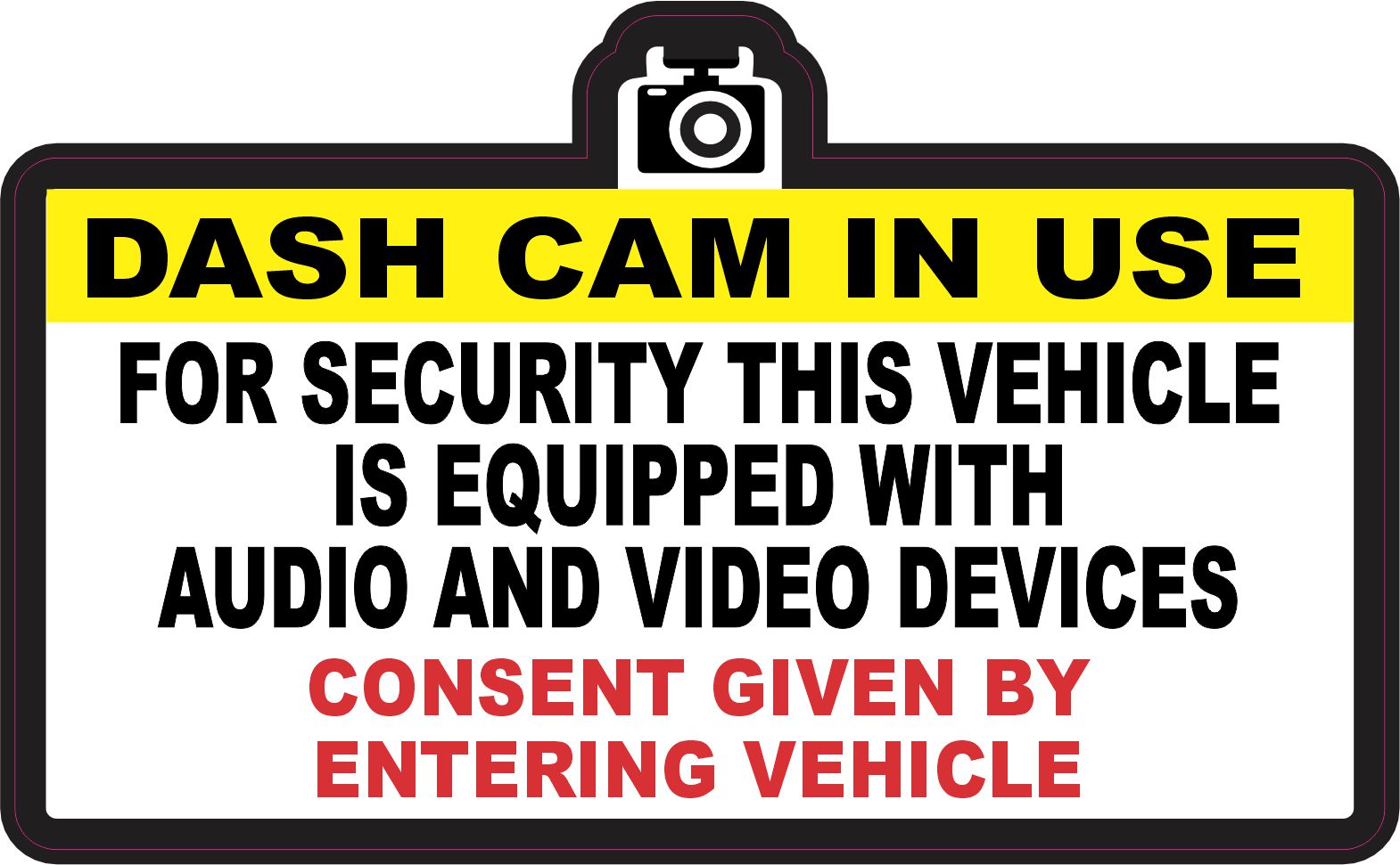 StickerTalk Dash Cam In Use Vinyl Sticker, 5 inches by 3 inches