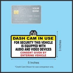 StickerTalk Dash Cam In Use Vinyl Sticker, 5 inches by 3 inches
