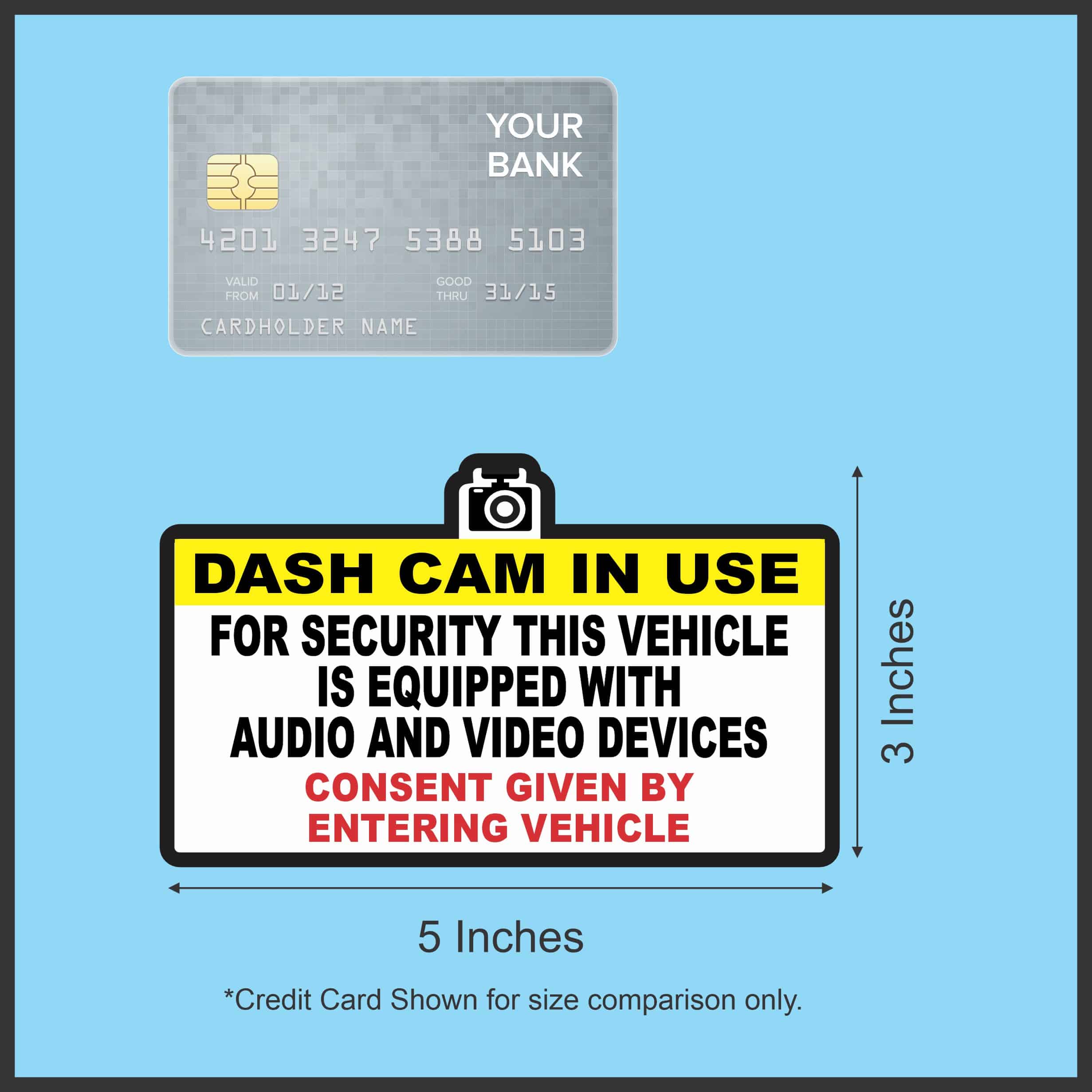 StickerTalk Dash Cam In Use Vinyl Sticker, 5 inches by 3 inches