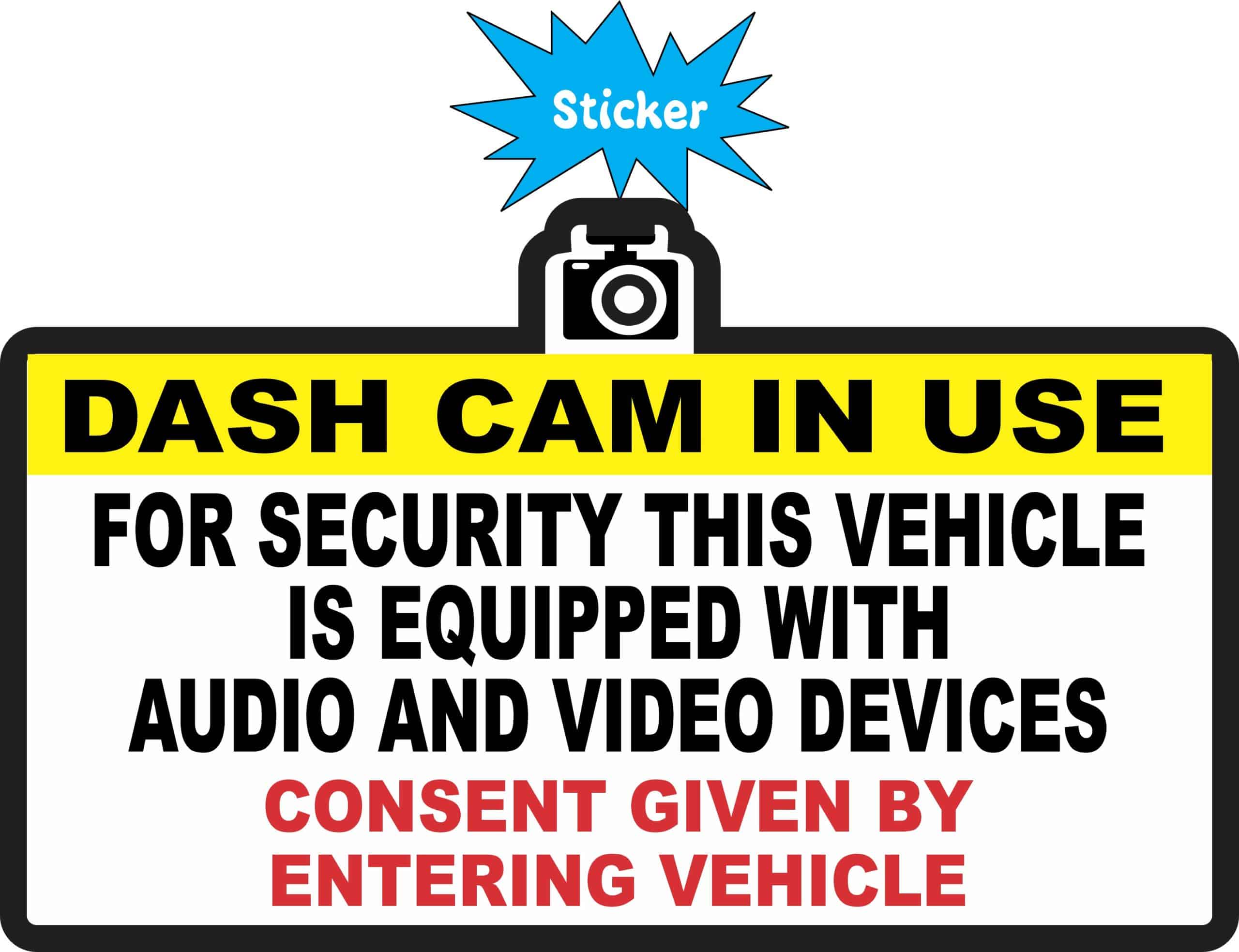 StickerTalk Dash Cam In Use Vinyl Sticker, 5 inches by 3 inches