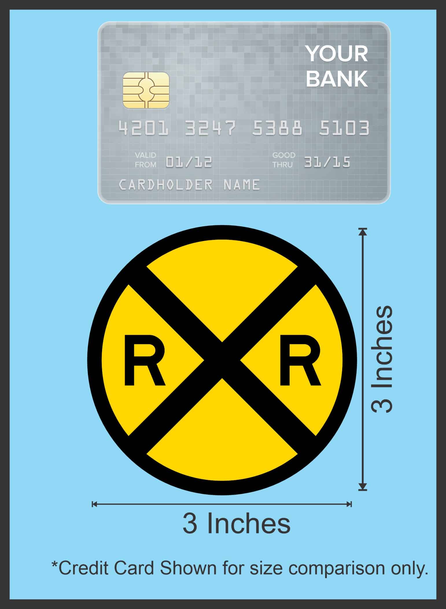 StickerTalk Railroad Crossing Circle Vinyl Sticker Sheet, 3 inches by 3 inches