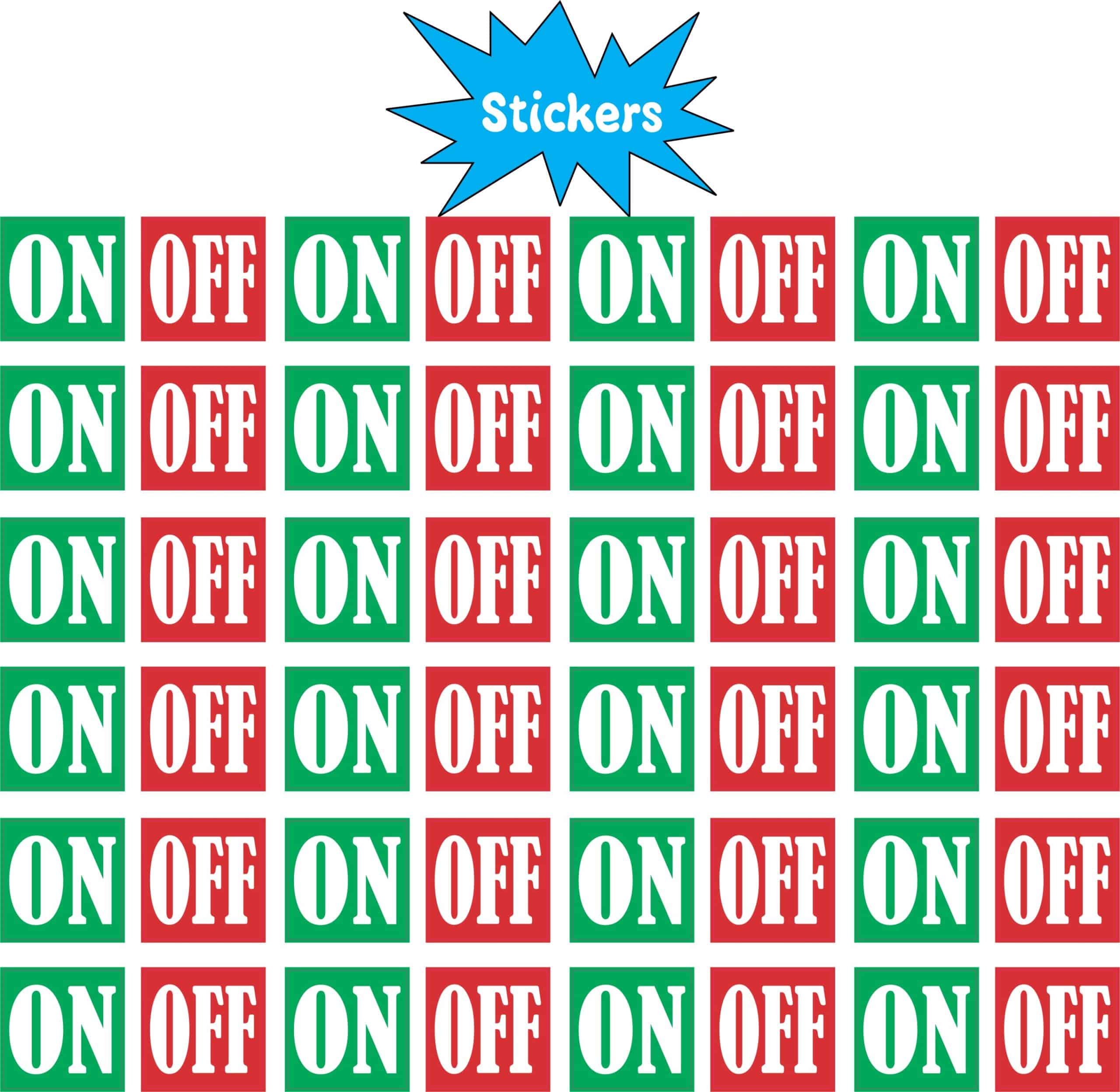 StickerTalk Green and Red On and Off Vinyl Sticker Sheet, 0.5 inch by 0.5 inch