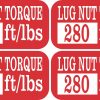 StickerTalk 280 Lug Nut Torque Red and White Vinyl Sticker Sheet, 2 inches by 1 inch