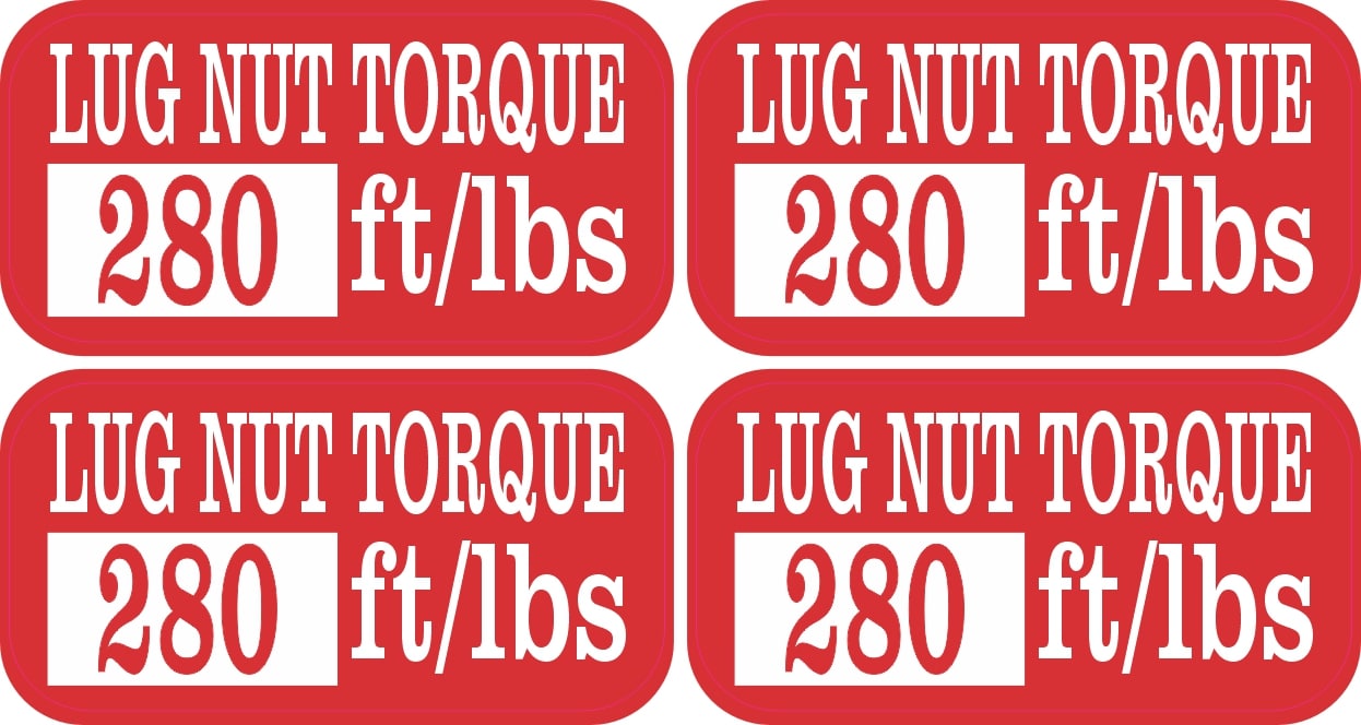 StickerTalk 280 Lug Nut Torque Red and White Vinyl Sticker Sheet, 2 inches by 1 inch