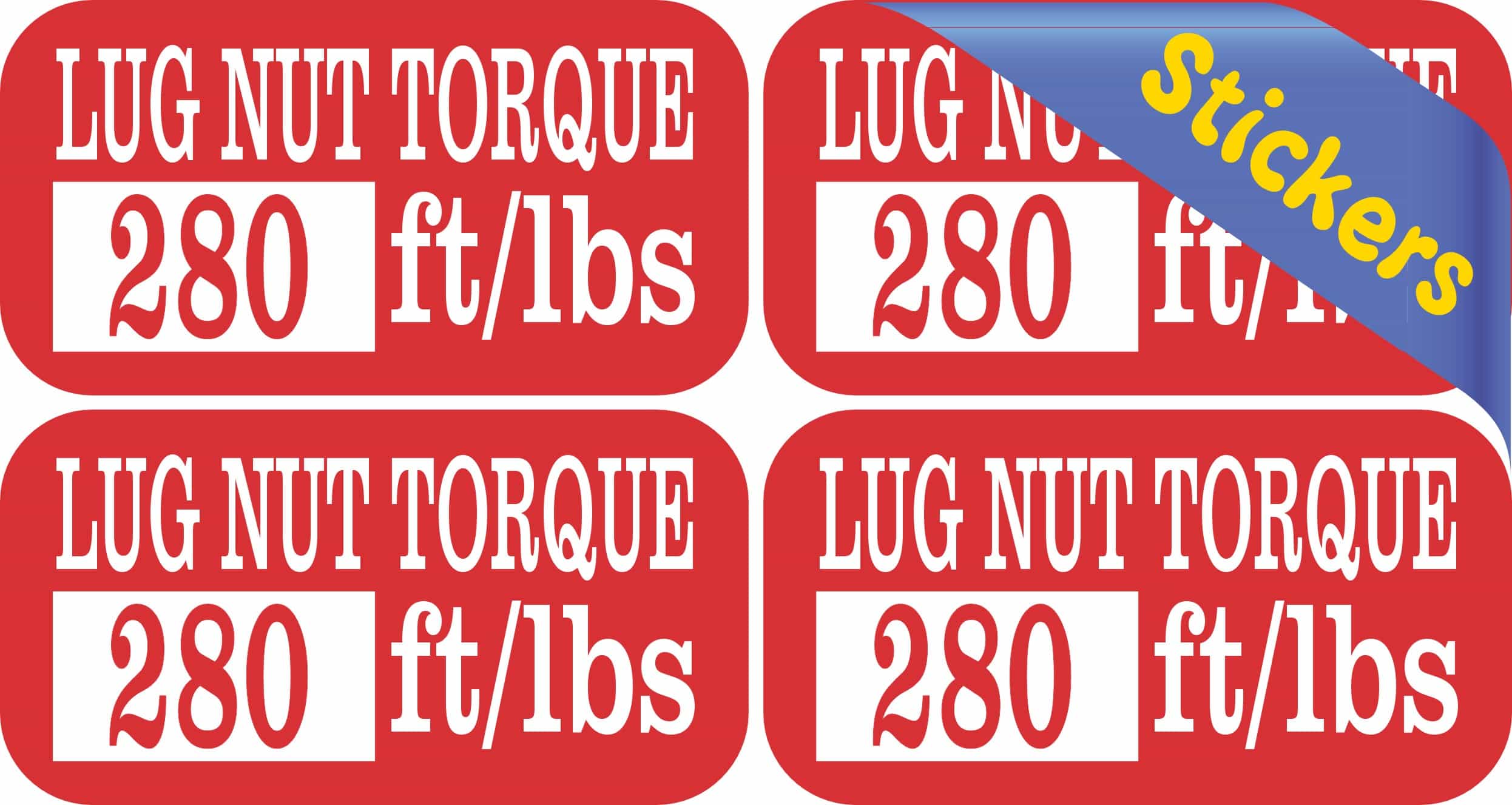 StickerTalk 280 Lug Nut Torque Red and White Vinyl Sticker Sheet, 2 inches by 1 inch
