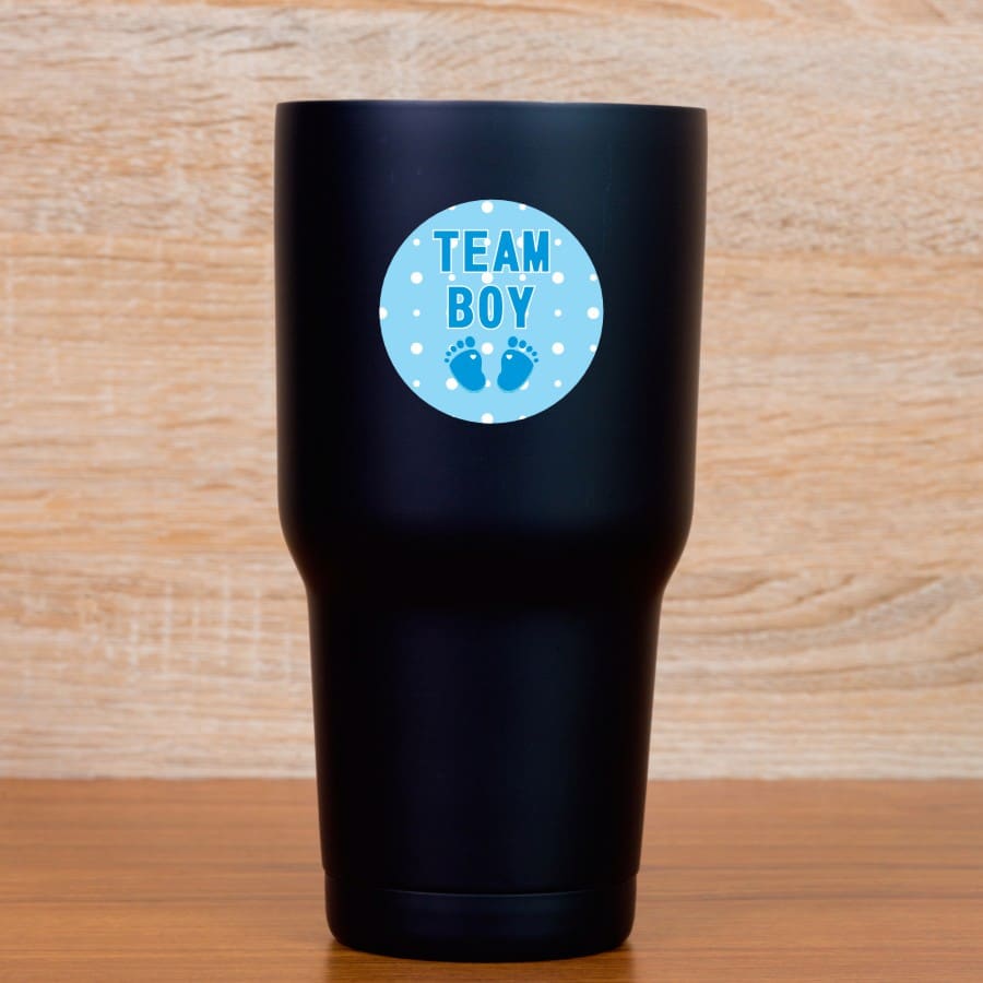 StickerTalk Gender Reveal Team Girl and Boy Vinyl Sticker Sheet, 2 inches by 2 inches