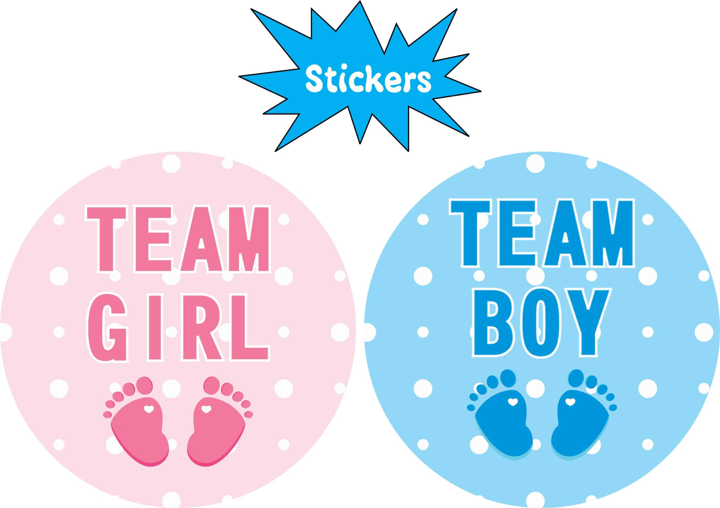 StickerTalk Gender Reveal Team Girl and Boy Vinyl Sticker Sheet, 2 inches by 2 inches