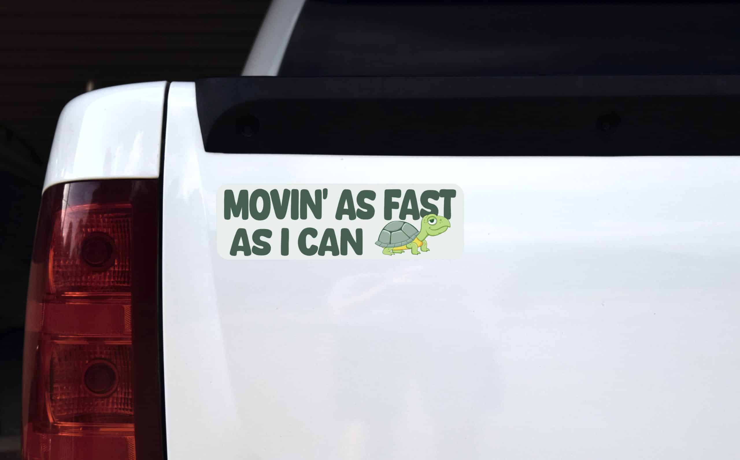 StickerTalk Movin' as Fast as I Can Turtle Vinyl Sticker, 10 inches by 3 inches
