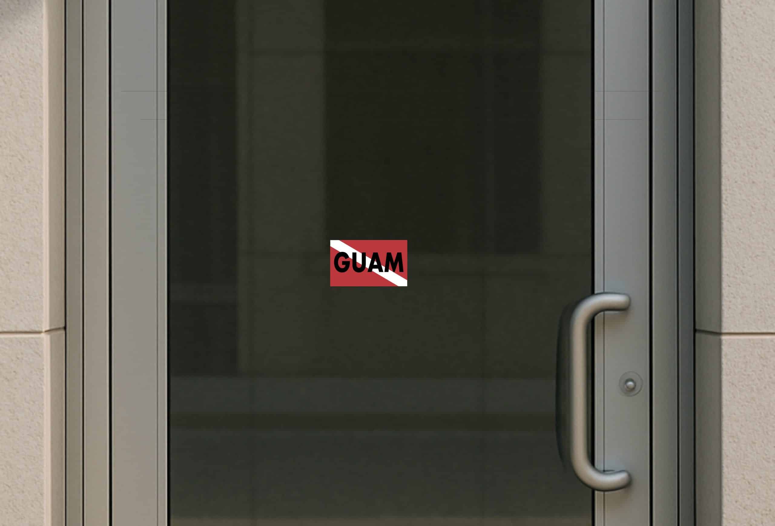 StickerTalk Guam Diver Down Flag Vinyl Sticker, 5 inches by 3 inches
