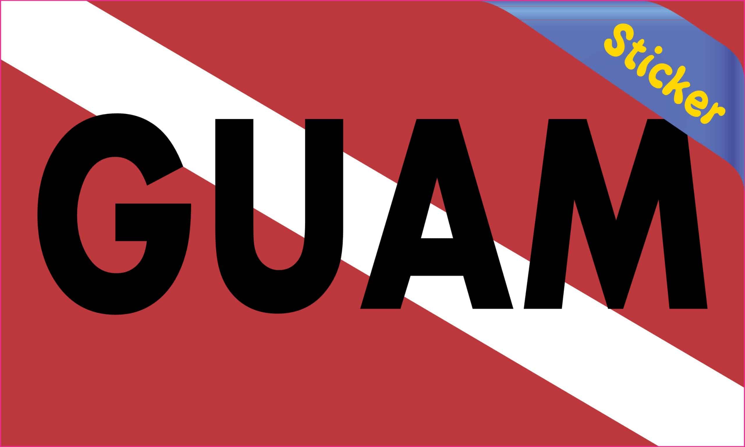 StickerTalk Guam Diver Down Flag Vinyl Sticker, 5 inches by 3 inches