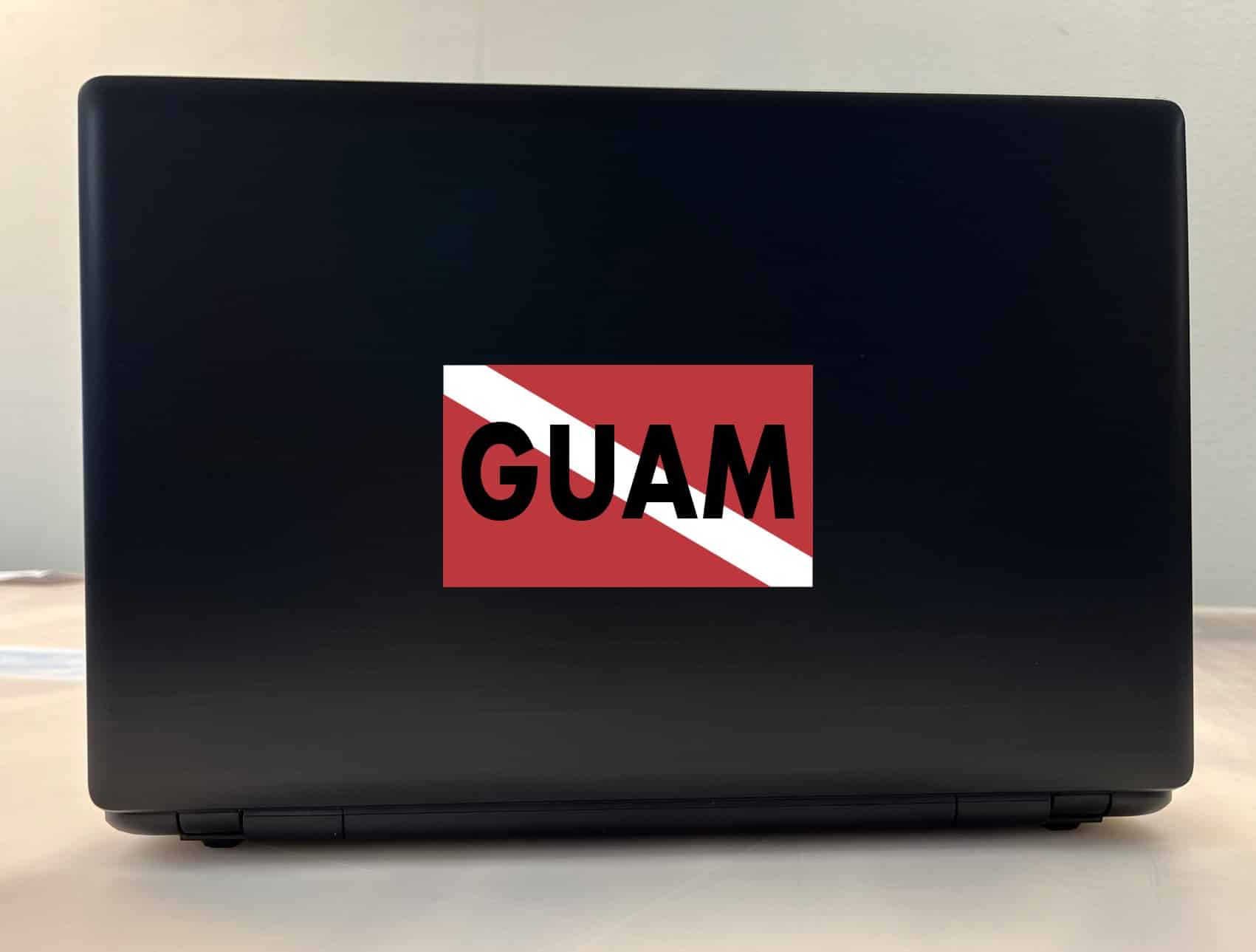 StickerTalk Guam Diver Down Flag Vinyl Sticker, 5 inches by 3 inches