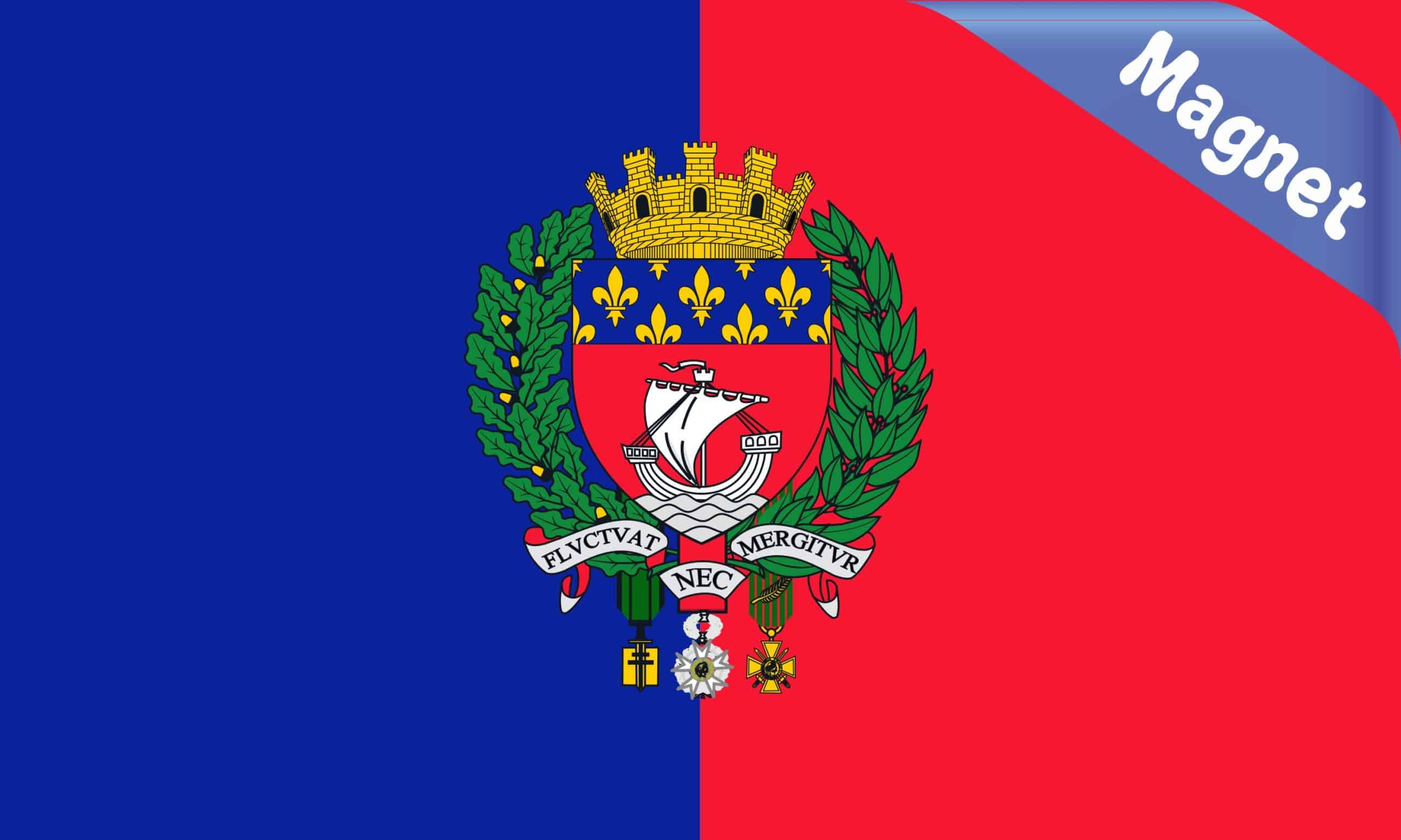 StickerTalk Paris Flag City Magnet, 5 inches by 3 inches
