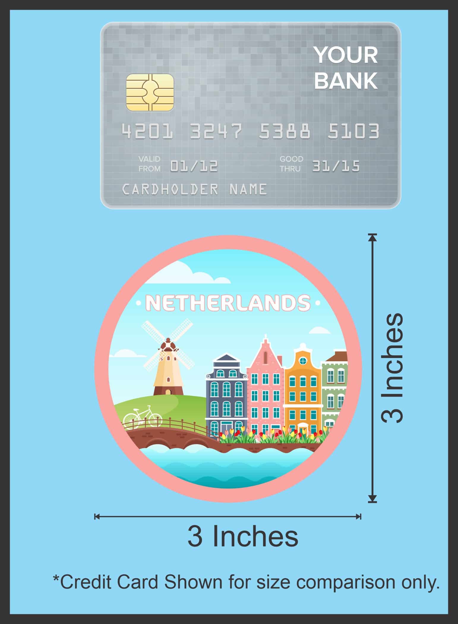 StickerTalk Netherlands Vinyl Sticker Sheet, 3 inches by 3 inches