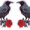 StickerTalk Mirror Image Raven with Red Rose Vinyl Sticker Sheet, 2.5 inches by 3 inches