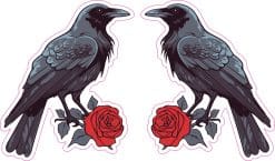 StickerTalk Mirror Image Raven with Red Rose Vinyl Sticker Sheet, 2.5 inches by 3 inches