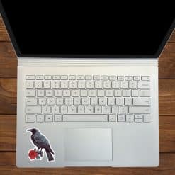 StickerTalk Mirror Image Raven with Red Rose Vinyl Sticker Sheet, 2.5 inches by 3 inches