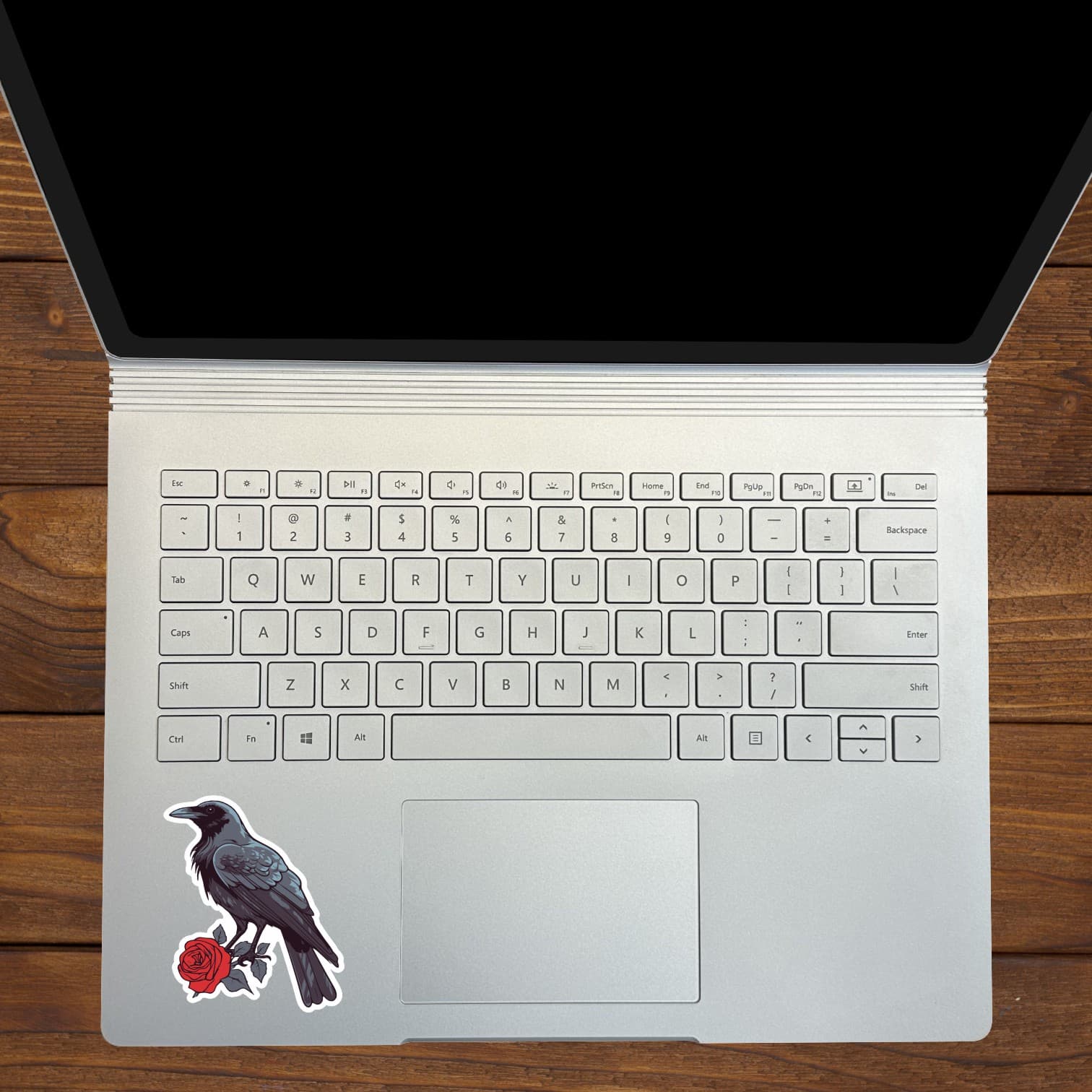 StickerTalk Mirror Image Raven with Red Rose Vinyl Sticker Sheet, 2.5 inches by 3 inches