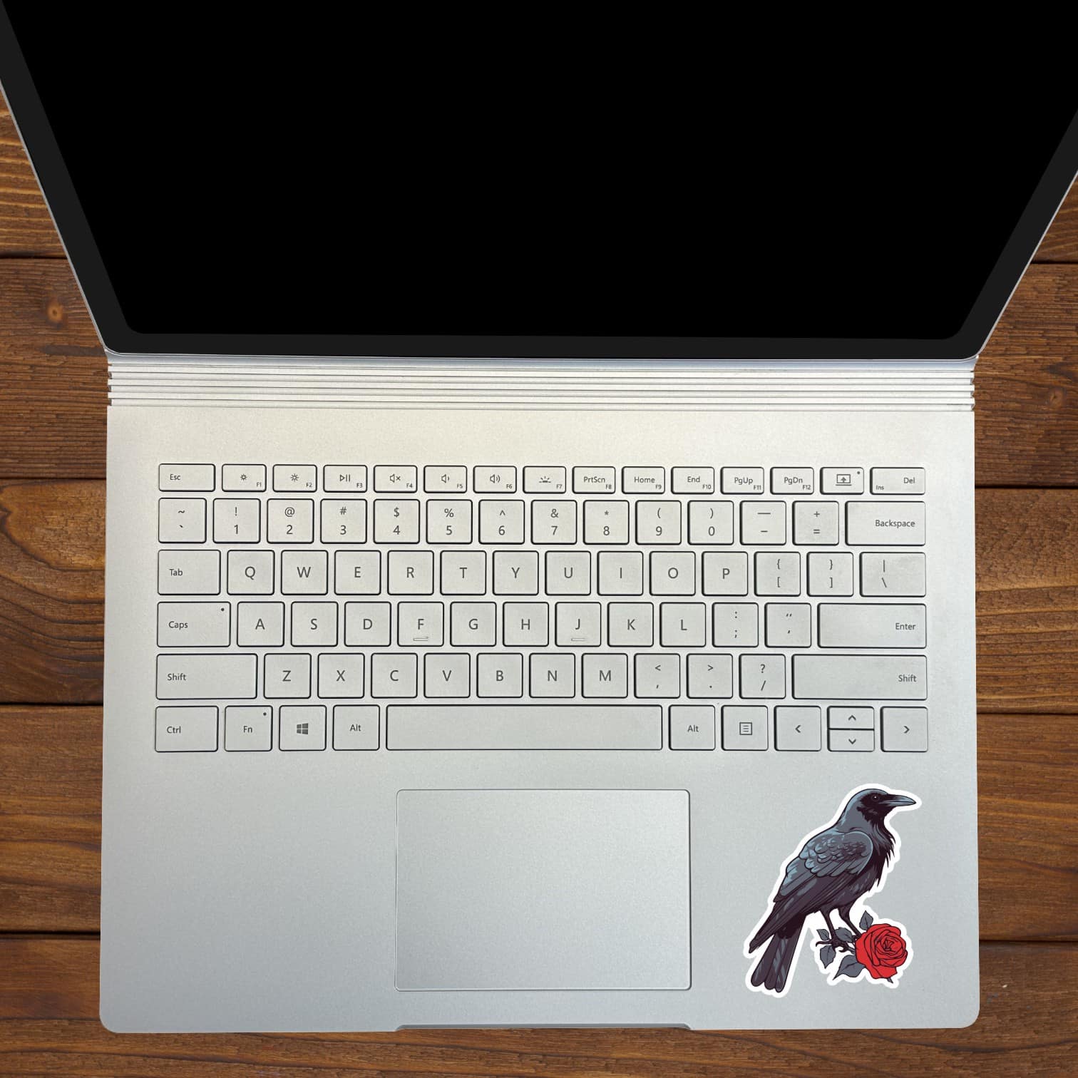 StickerTalk Mirror Image Raven with Red Rose Vinyl Sticker Sheet, 2.5 inches by 3 inches