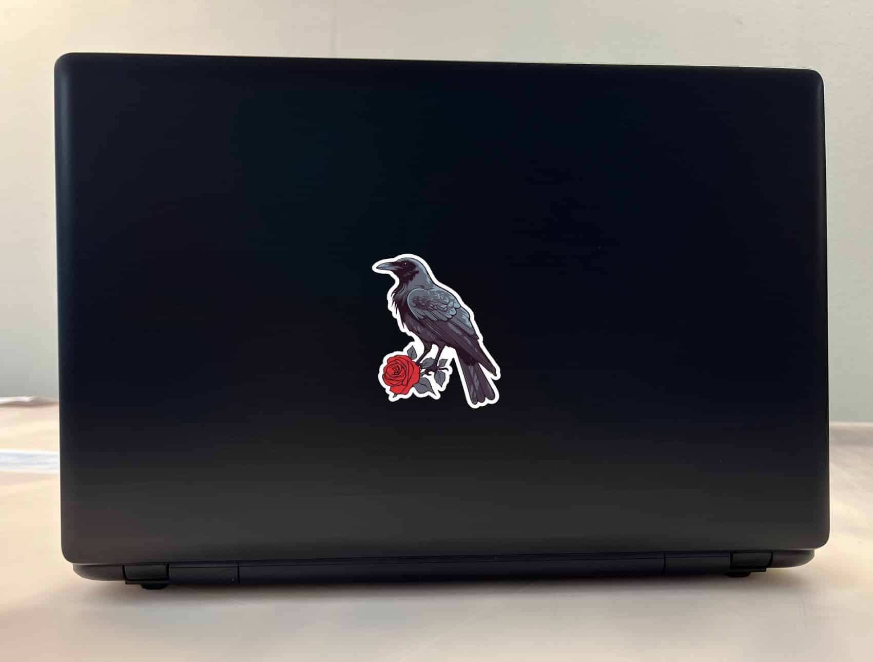 StickerTalk Mirror Image Raven with Red Rose Vinyl Sticker Sheet, 2.5 inches by 3 inches