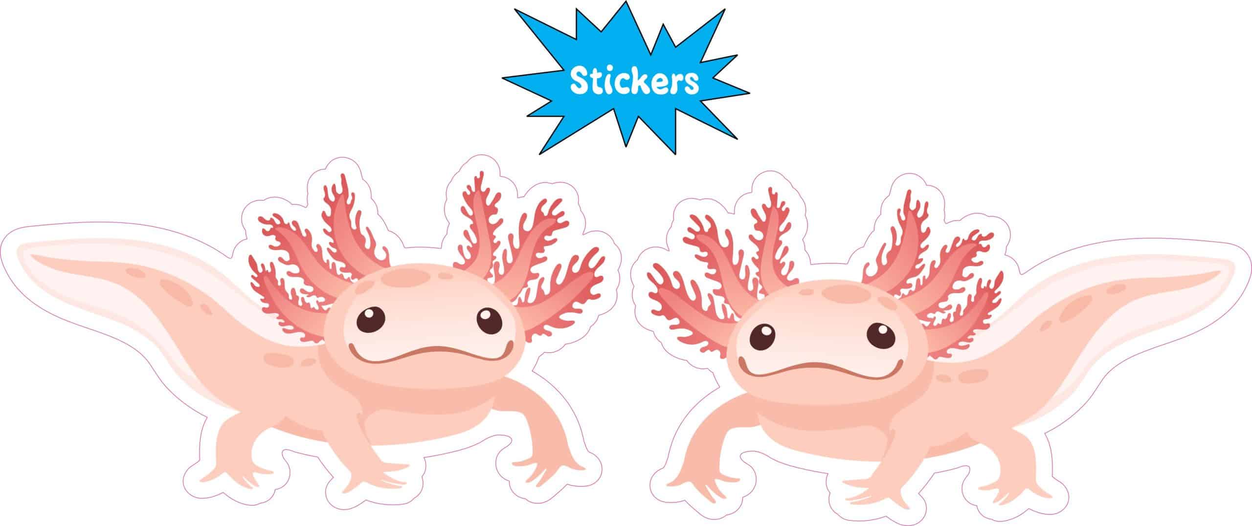 StickerTalk Mirrored Pink Axolotl Sticker Sheet, 3.5 inches by 2 inches