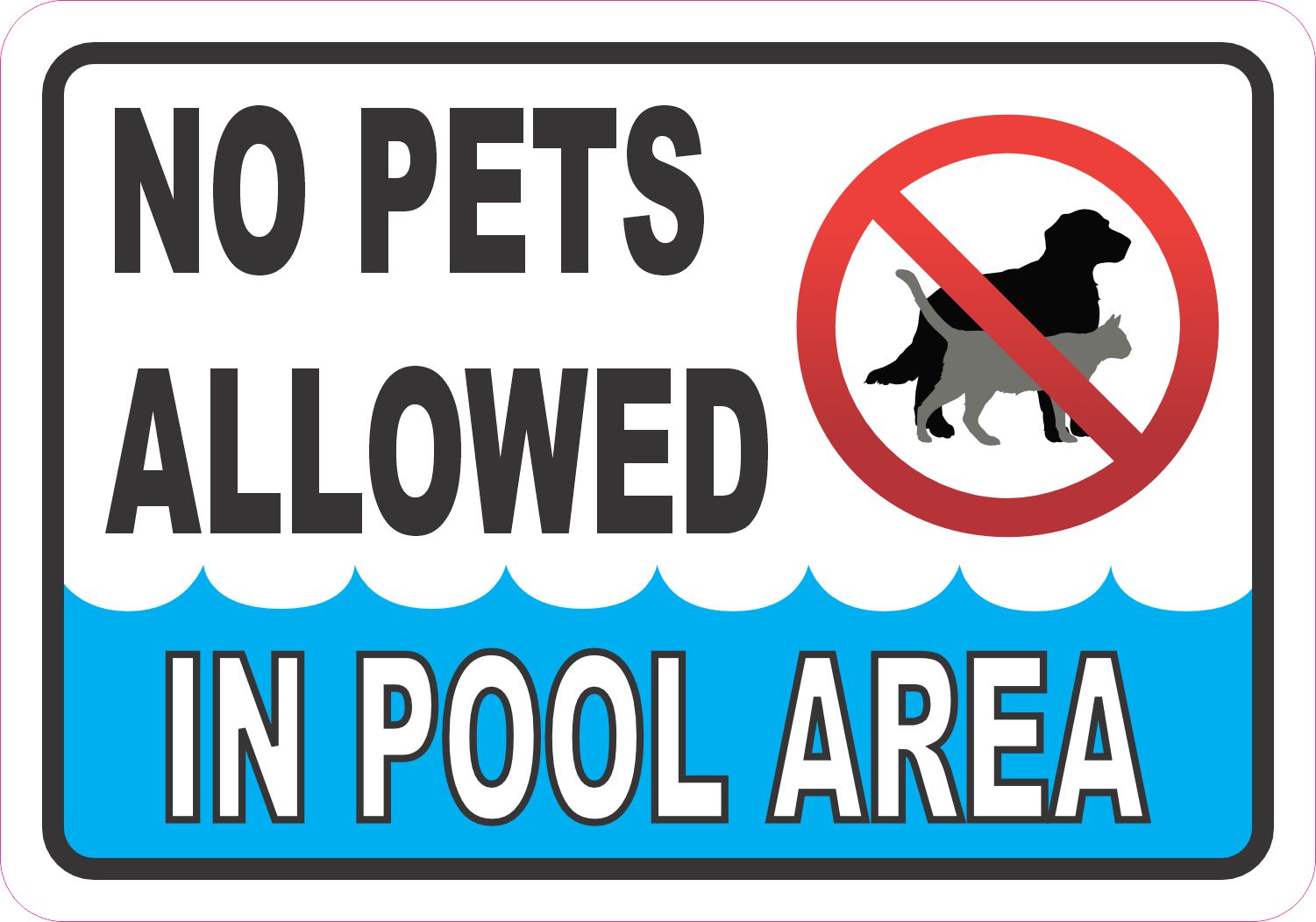 StickerTalk No Pets Allowed in Pool Area Vinyl Sticker, 5 inches by 3.5 inches