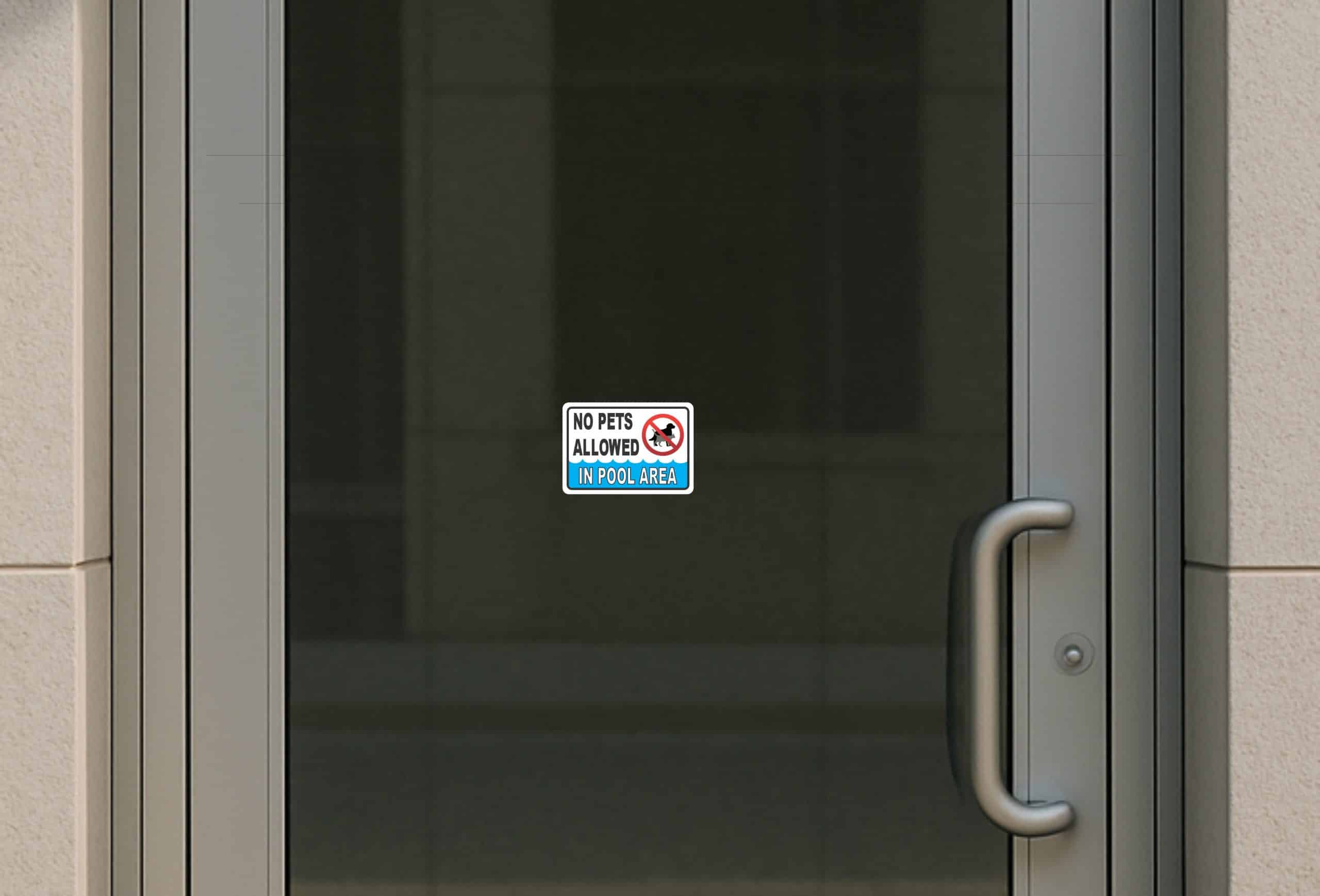 StickerTalk No Pets Allowed in Pool Area Vinyl Sticker, 5 inches by 3.5 inches