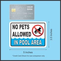 StickerTalk No Pets Allowed in Pool Area Vinyl Sticker, 5 inches by 3.5 inches