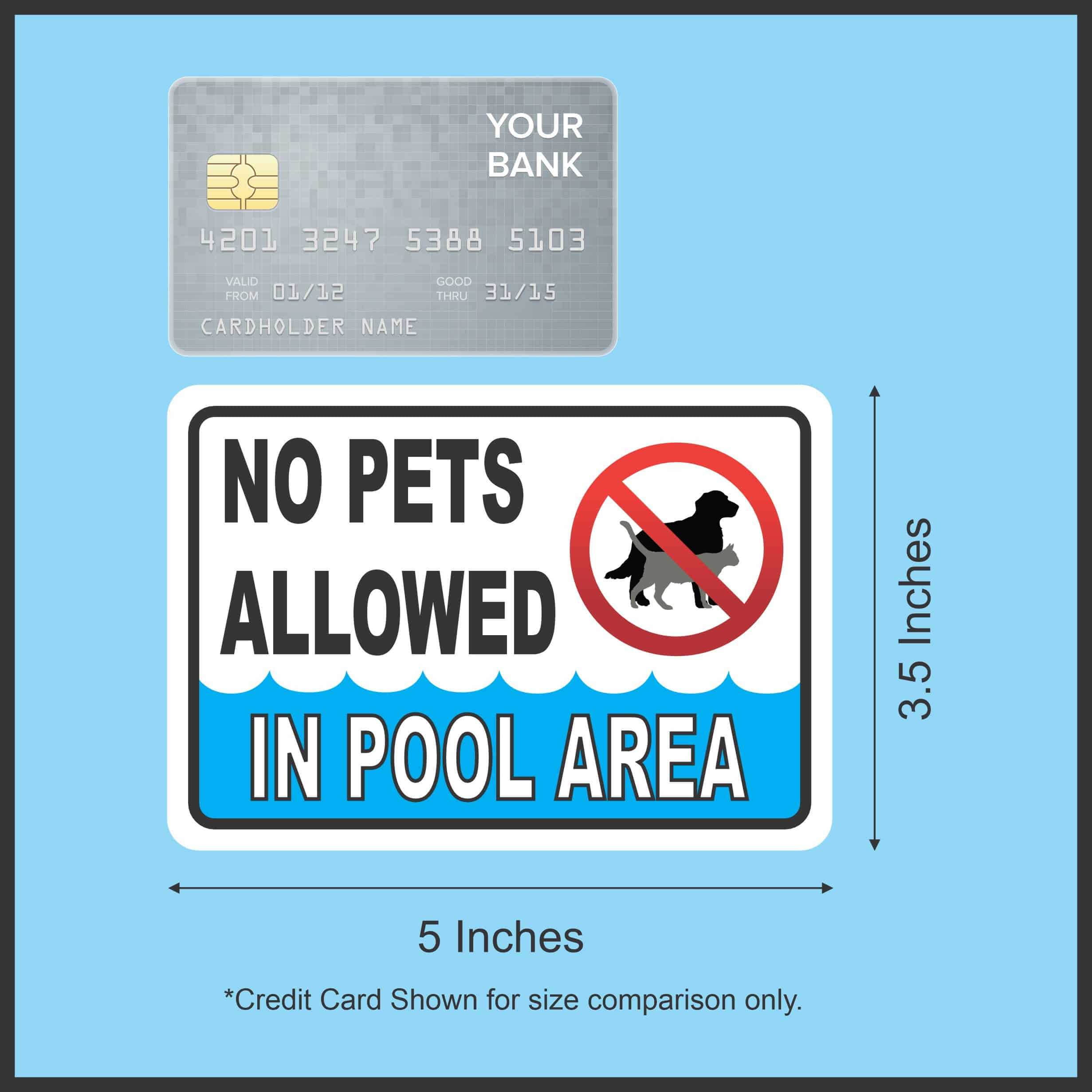 StickerTalk No Pets Allowed in Pool Area Vinyl Sticker, 5 inches by 3.5 inches