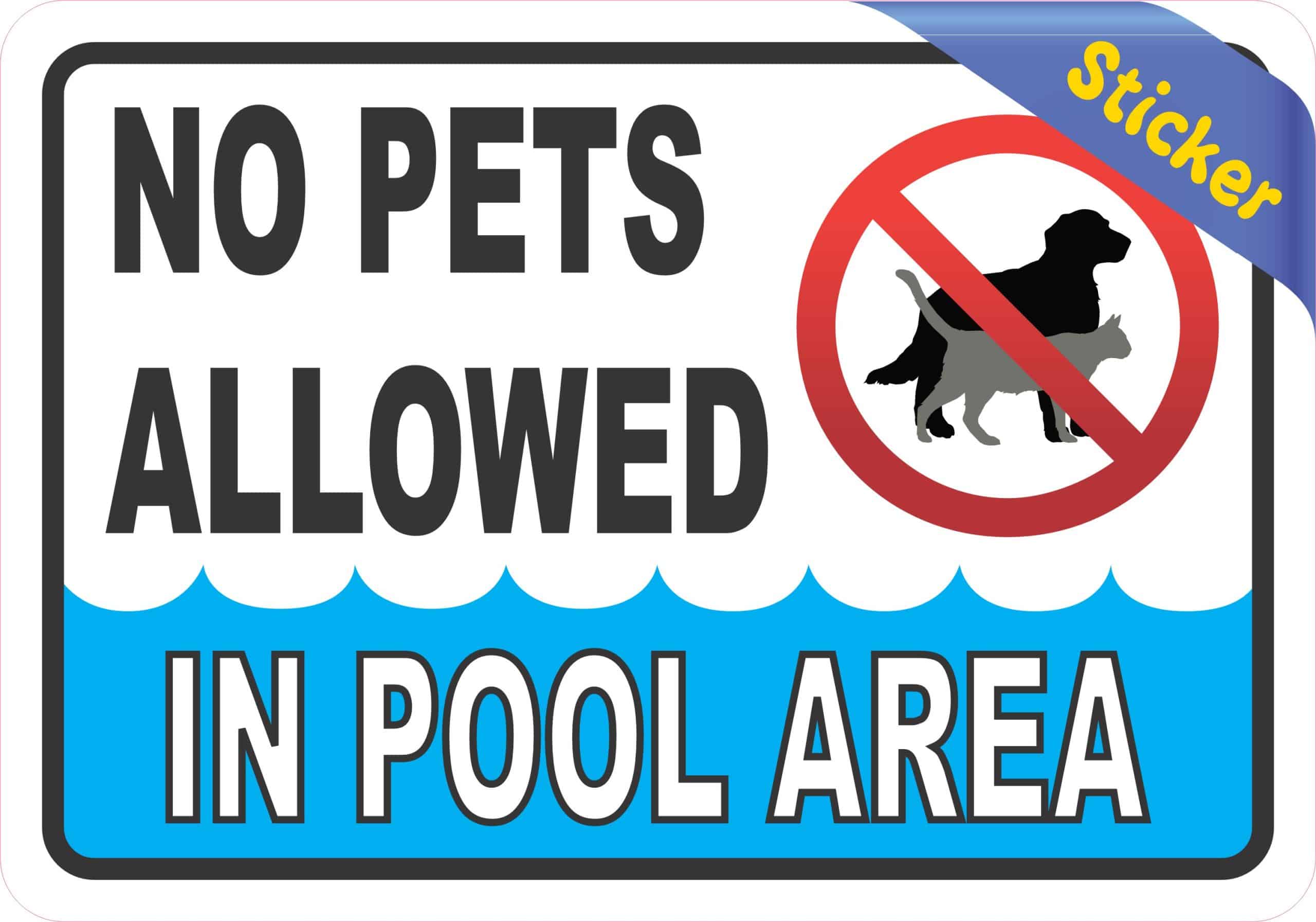 StickerTalk No Pets Allowed in Pool Area Vinyl Sticker, 5 inches by 3.5 inches