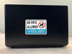 StickerTalk No Pets Allowed in Pool Area Vinyl Sticker, 5 inches by 3.5 inches