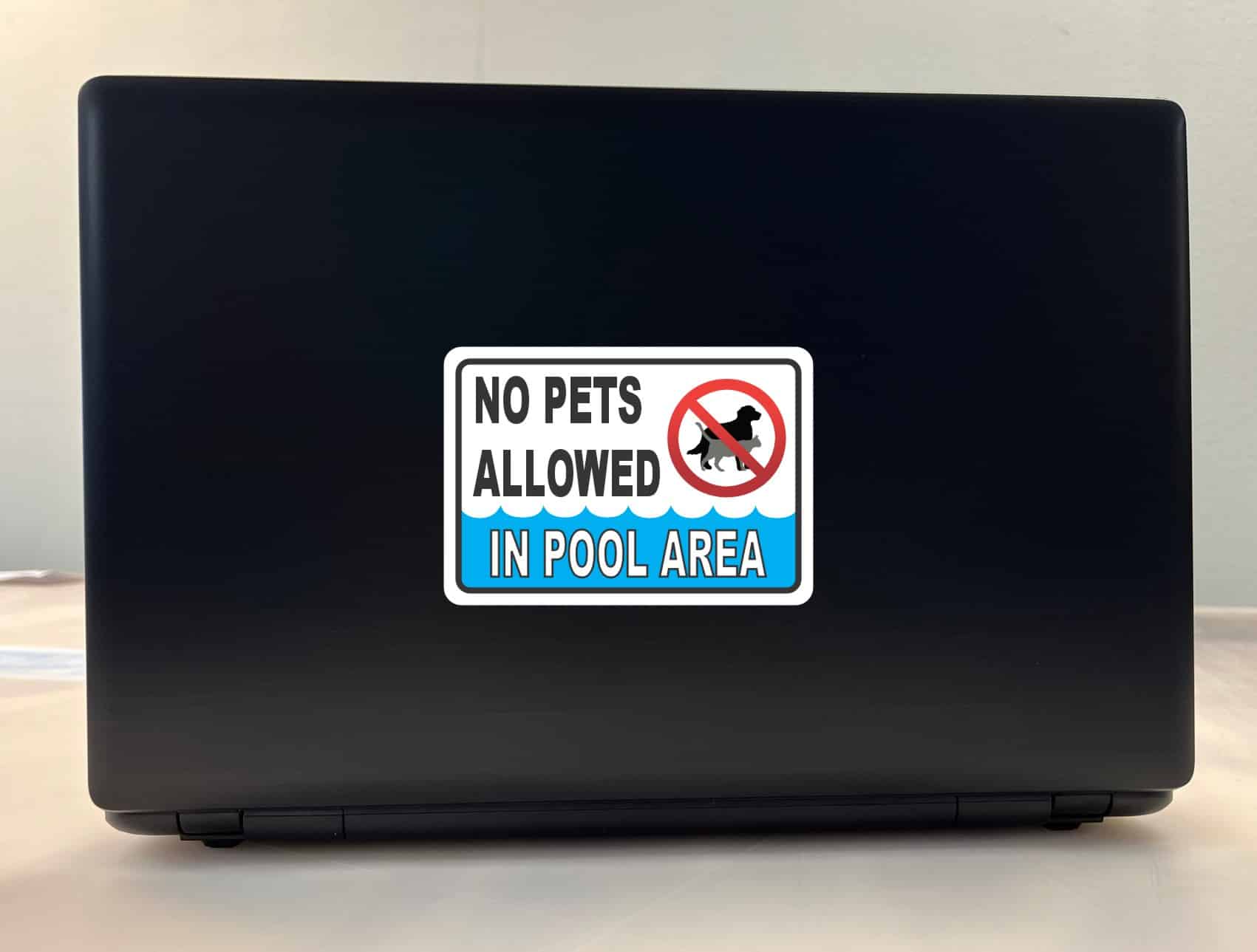 StickerTalk No Pets Allowed in Pool Area Vinyl Sticker, 5 inches by 3.5 inches