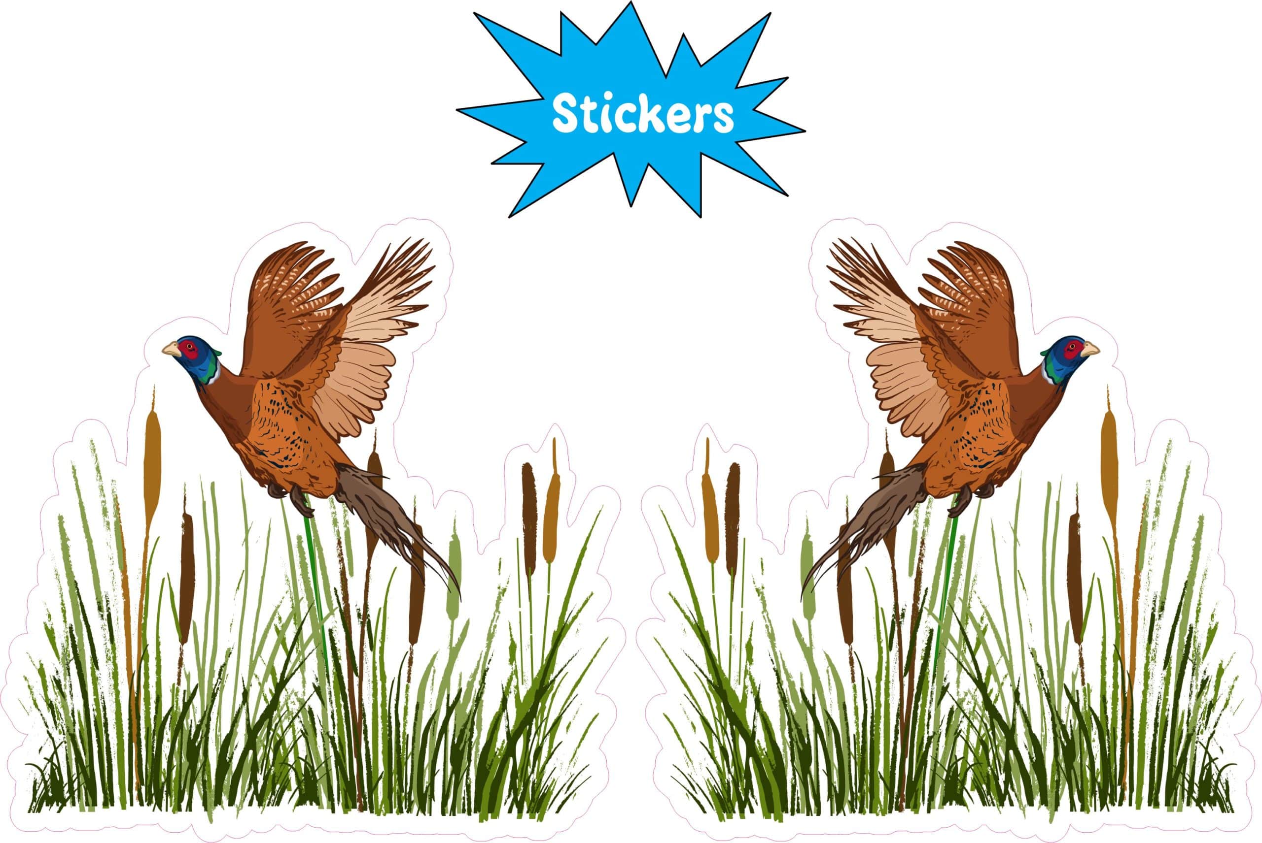 StickerTalk Ring-Necked Pheasant in Flight Mirror Image Vinyl Sticker Sheet, 2.5 inches by 2.5 inches