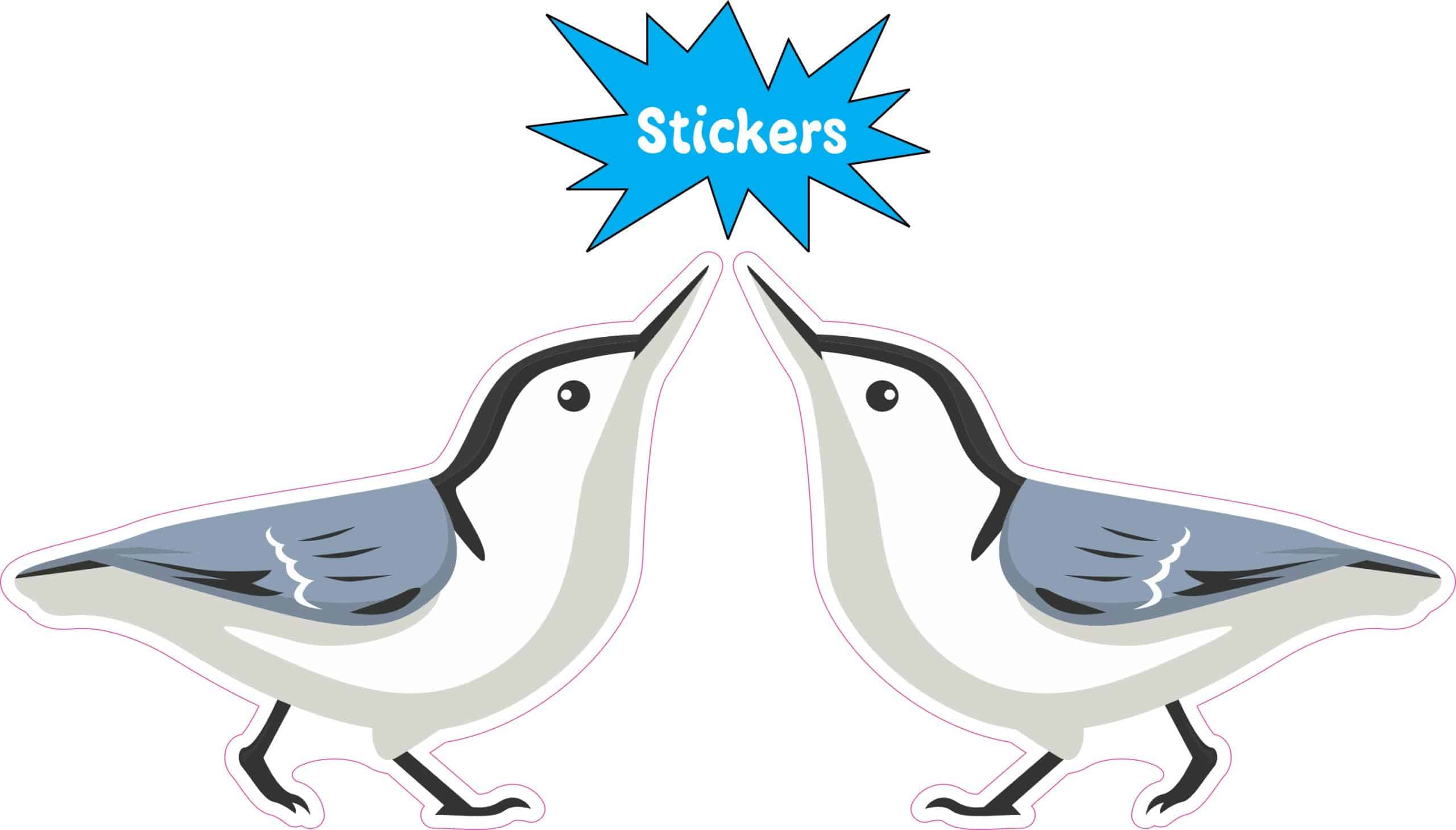 StickerTalk Mirrored White-Breasted Nuthatch Vinyl Sticker Sheet, 2.5 inches by 2 inches