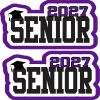 StickerTalk Purple 2027 Senior Graduation Cap Vinyl Sticker Sheet, 4 inches by 2 inches