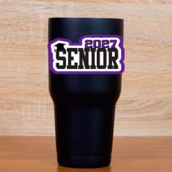 StickerTalk Purple 2027 Senior Graduation Cap Vinyl Sticker Sheet, 4 inches by 2 inches