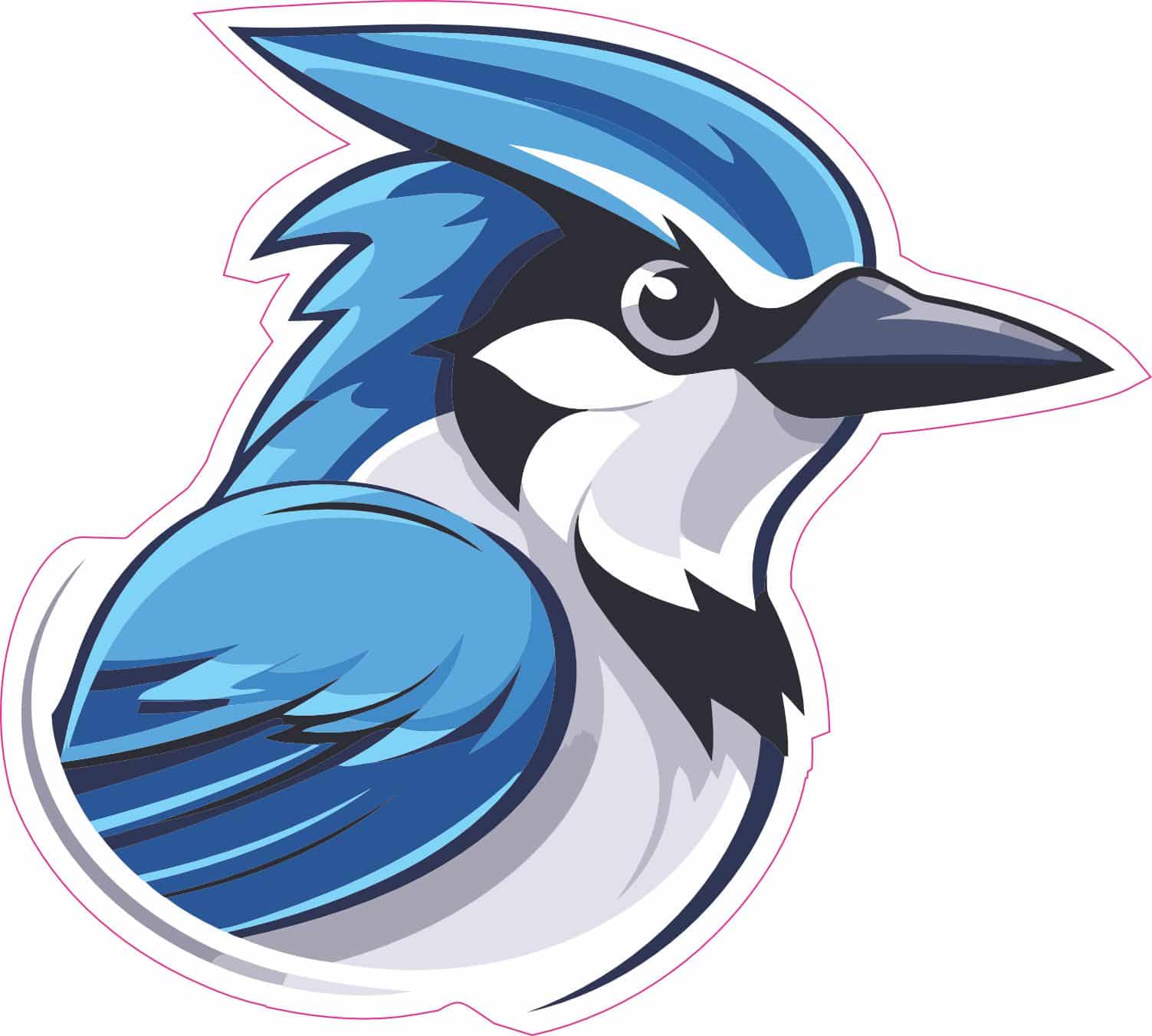 StickerTalk Blue Jay Mascot Vinyl Sticker, 5 inches by 4.5 inches