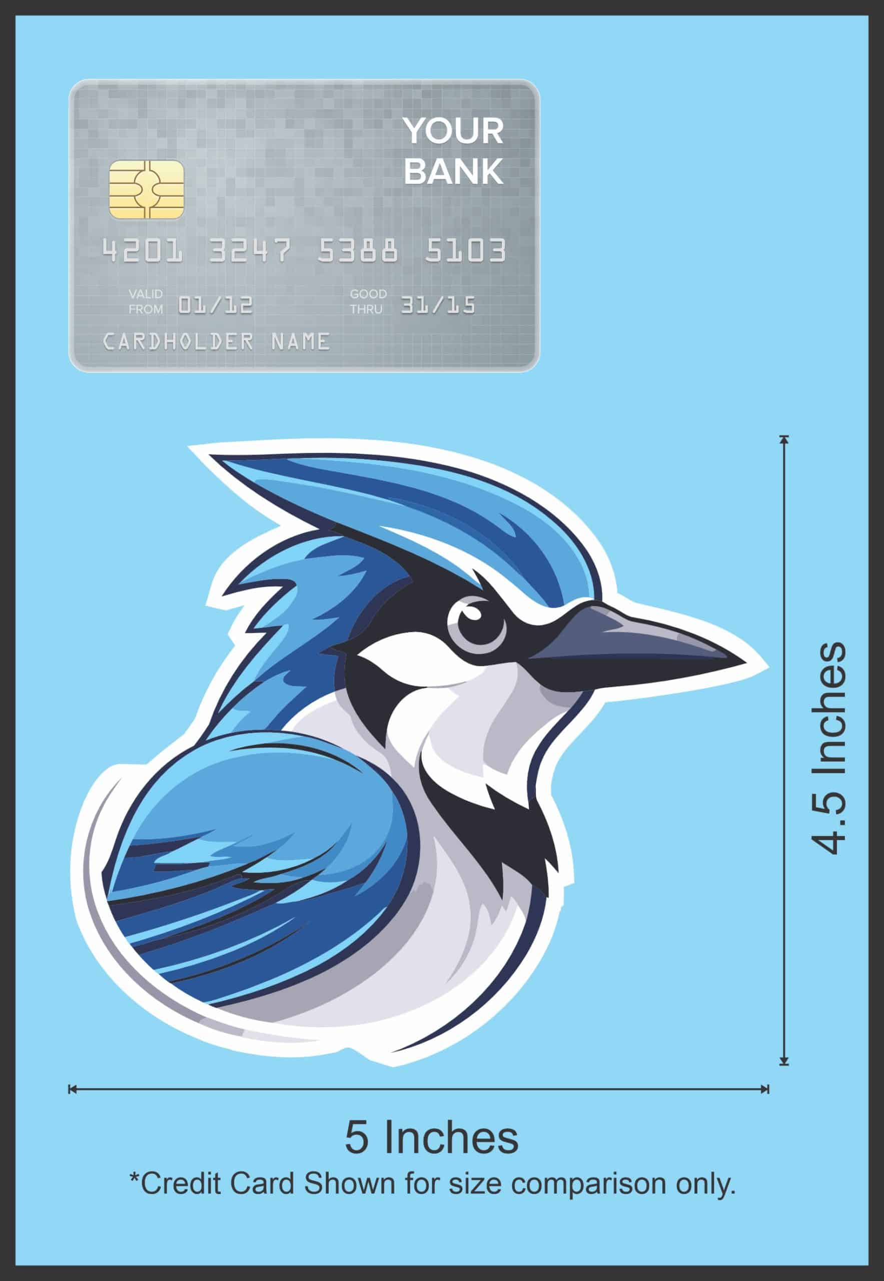 StickerTalk Blue Jay Mascot Vinyl Sticker, 5 inches by 4.5 inches