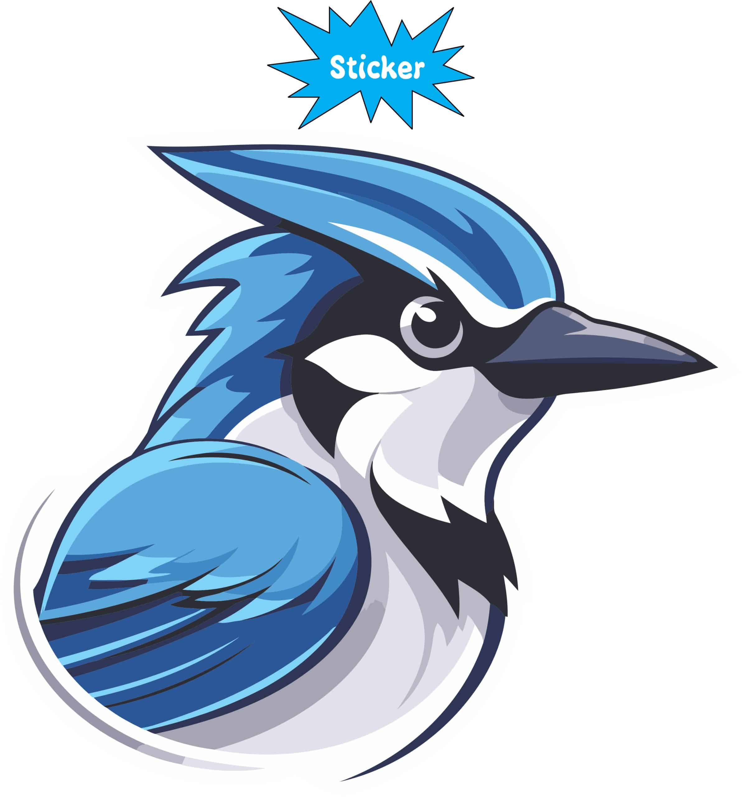 StickerTalk Blue Jay Mascot Vinyl Sticker, 5 inches by 4.5 inches