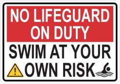 StickerTalk No Lifeguard on Duty Swim at Your Own Risk Vinyl Sticker, 5 inches by 3.5 inches