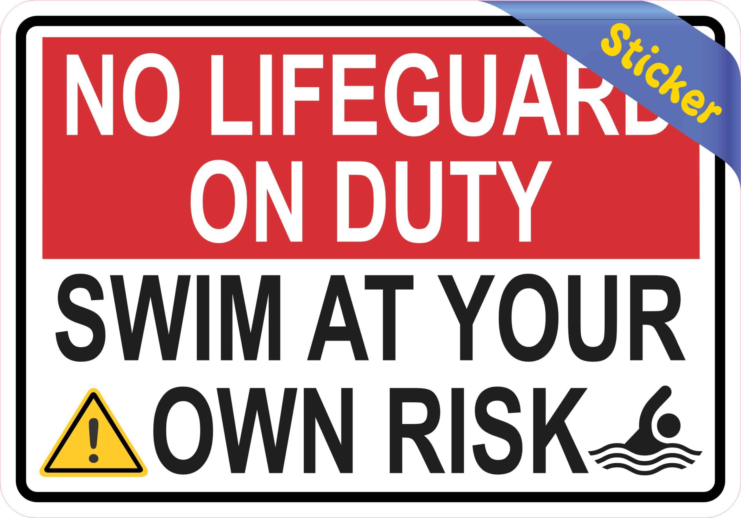 StickerTalk No Lifeguard on Duty Swim at Your Own Risk Vinyl Sticker, 5 inches by 3.5 inches - Image 3