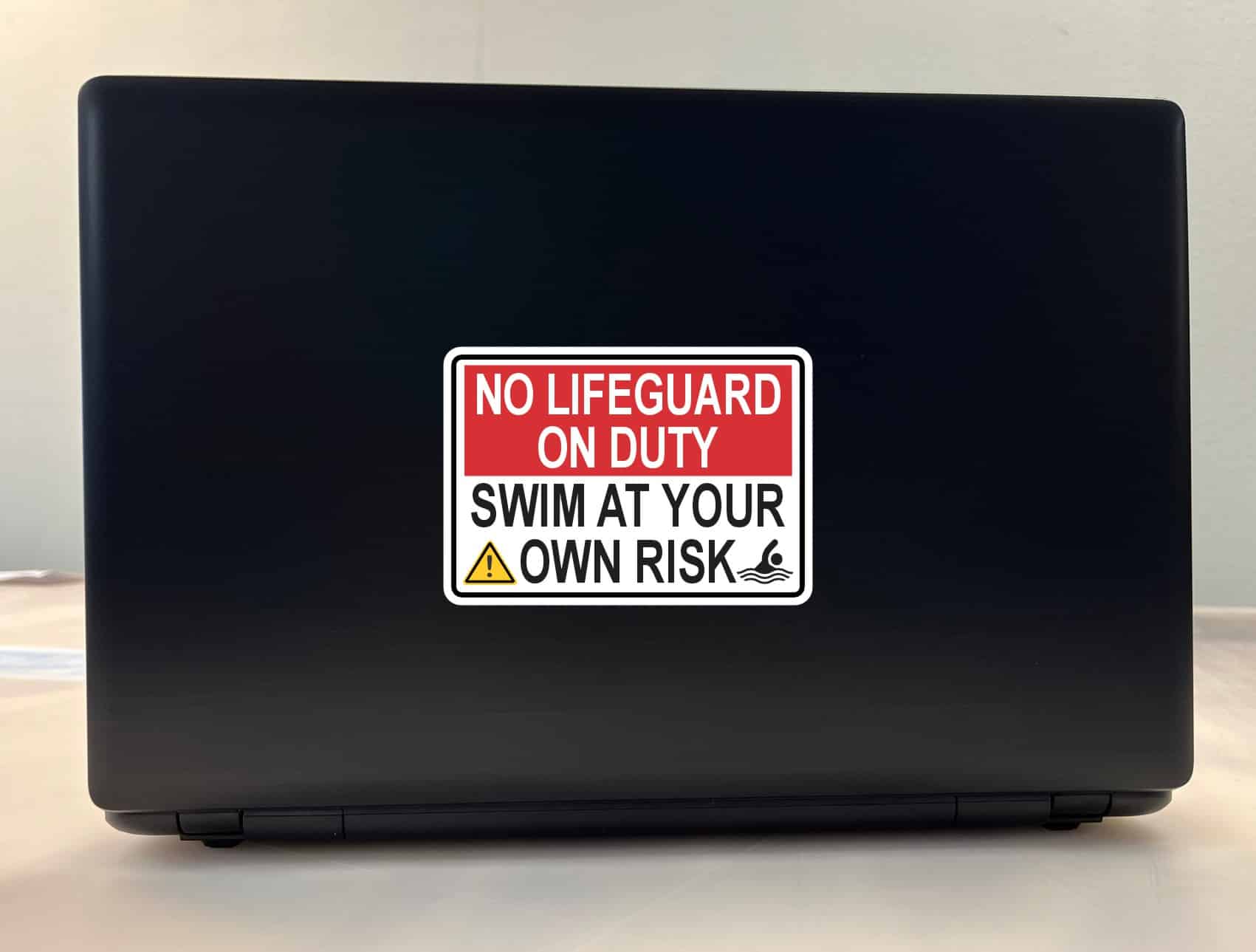 StickerTalk No Lifeguard on Duty Swim at Your Own Risk Vinyl Sticker, 5 inches by 3.5 inches - Image 4