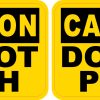 StickerTalk Caution Do Not Push Vinyl Sticker Sheet, 3 inches by 2 inches