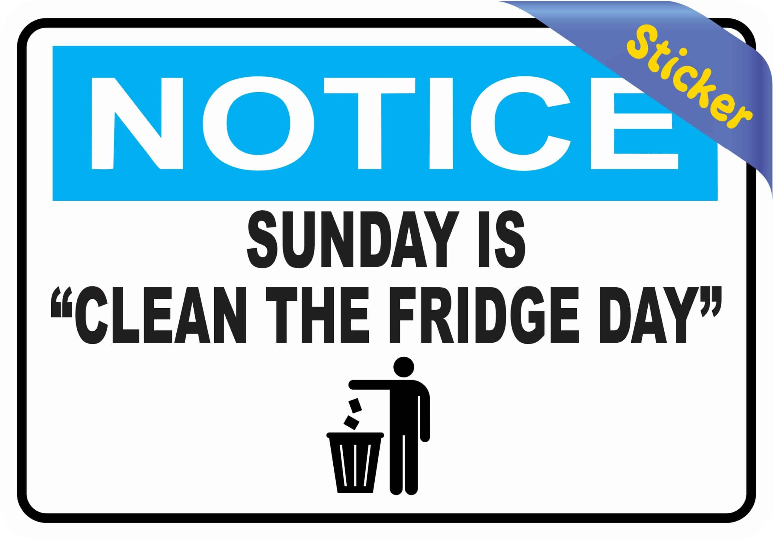 StickerTalk Sunday is Clean the Fridge Day Vinyl Sticker, 5 inches by 3.5 inches