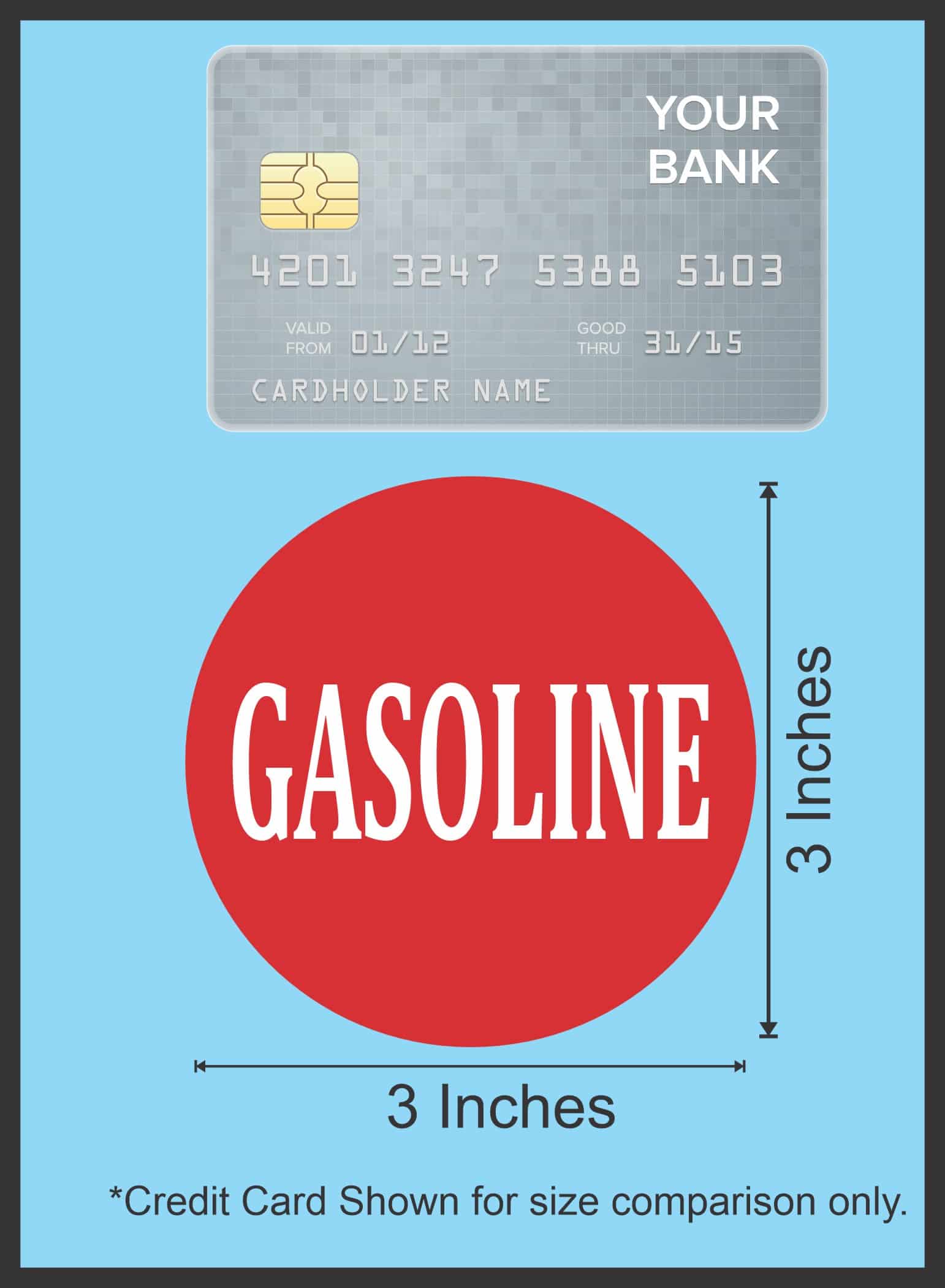 StickerTalk Gasoline Circle Vinyl Sticker Sheet, 3 inches by 3 inches