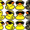 StickerTalk Yellow and Camo Ducks with Shades Vinyl Sticker Sheet, 1.5 inches by 1.5 inches