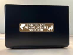 StickerTalk Hunting and Fishing Licenses Sold Here Vinyl Sticker Sheet, 8 inches by 2 inches