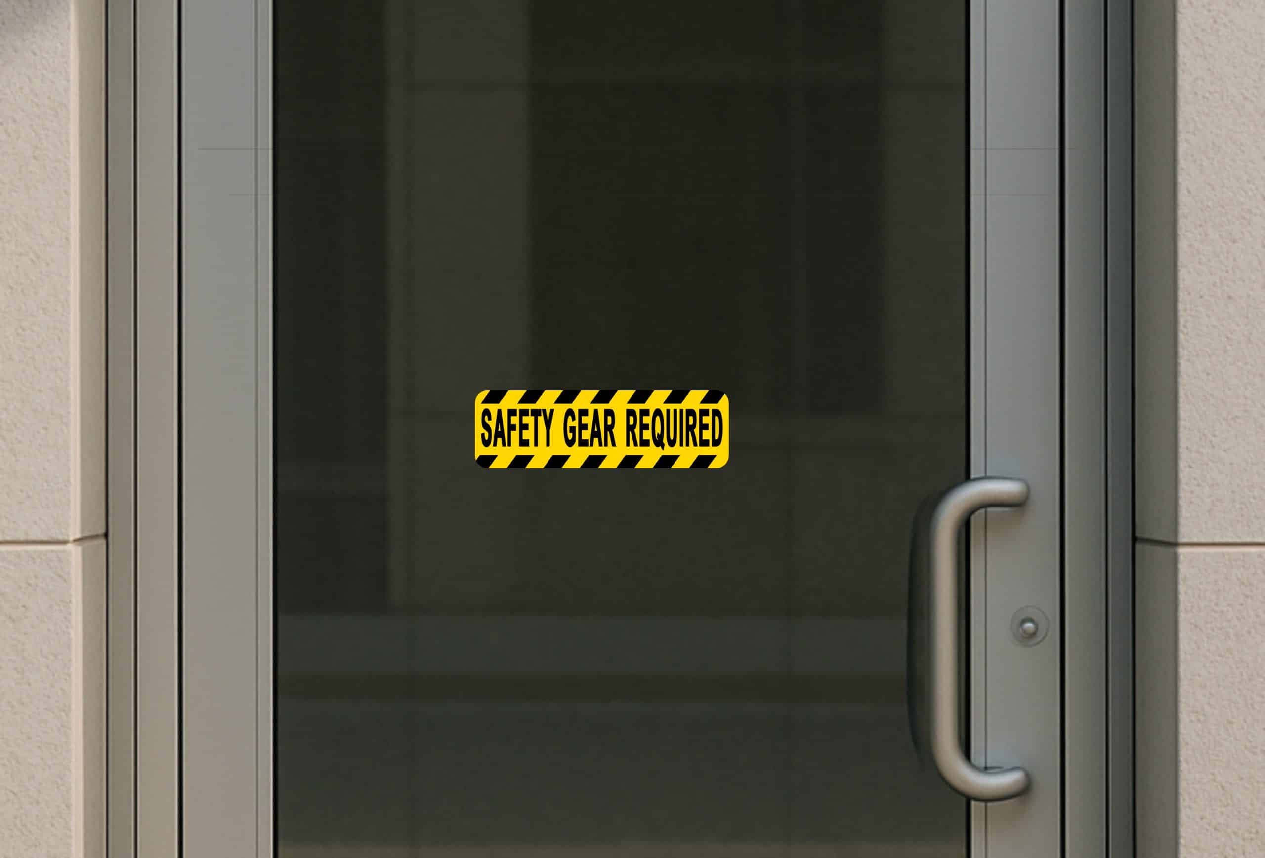 StickerTalk Safety Gear Required Vinyl Sticker, 10 inches by 3 inches