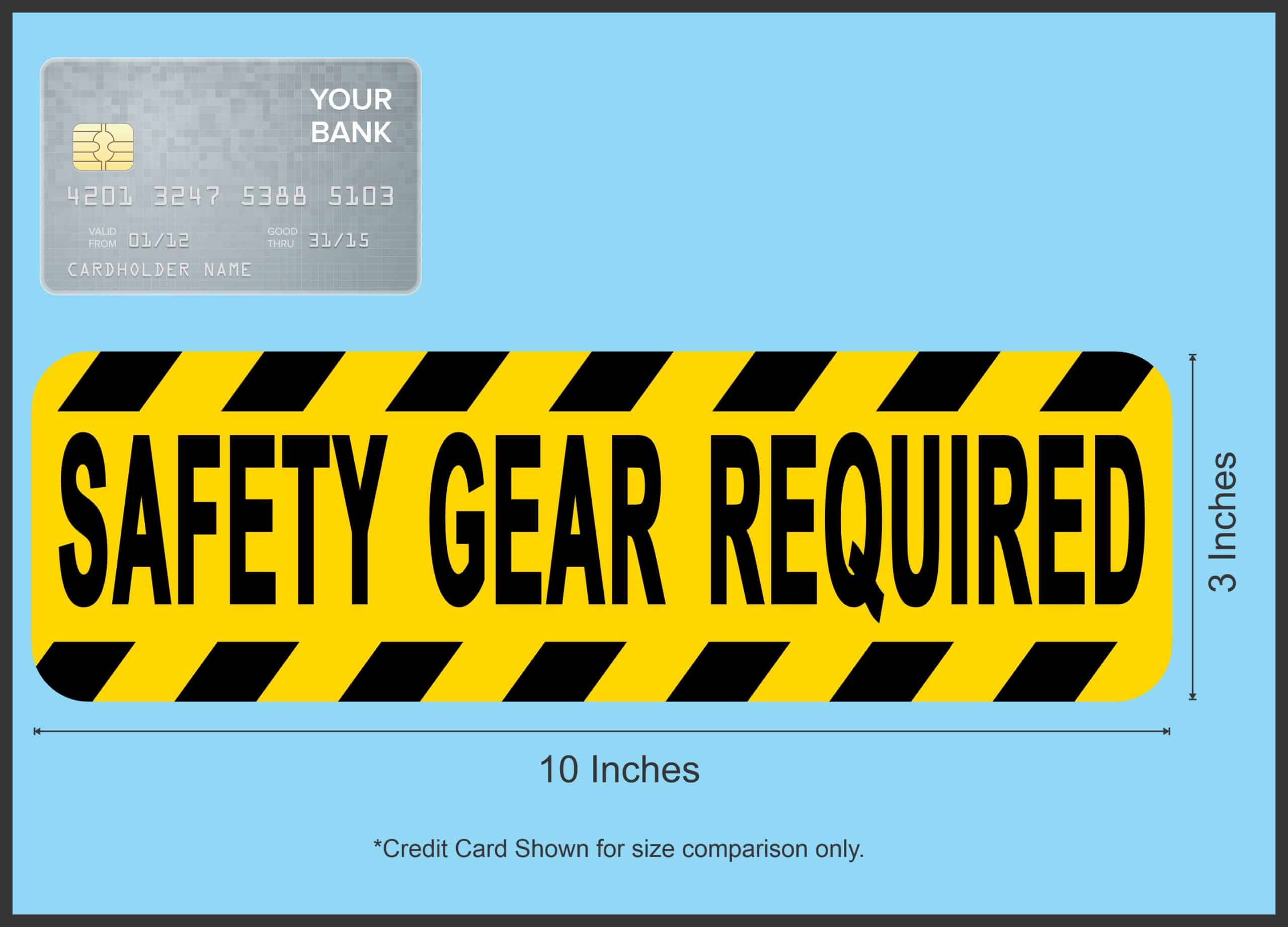 StickerTalk Safety Gear Required Caution Magnet, 10 inches by 3 inches
