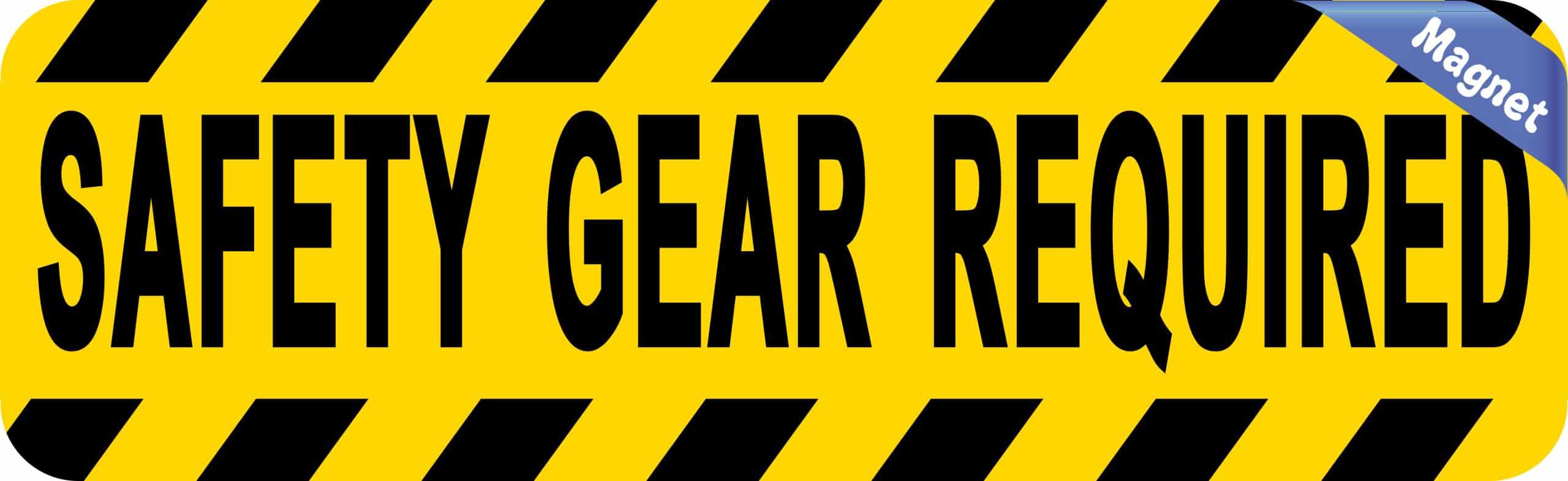 StickerTalk Safety Gear Required Caution Magnet, 10 inches by 3 inches